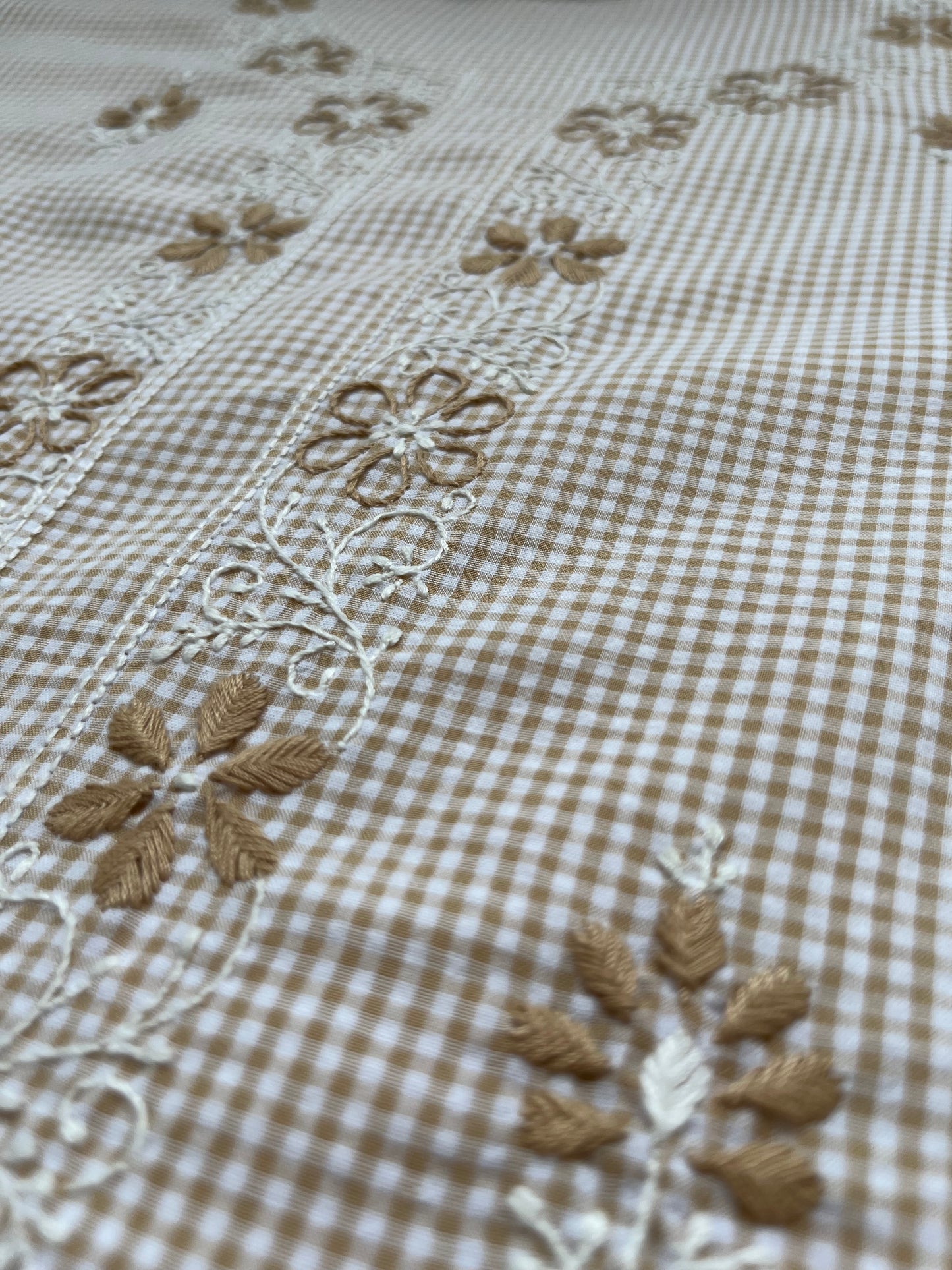 Cotton check chikan kurta