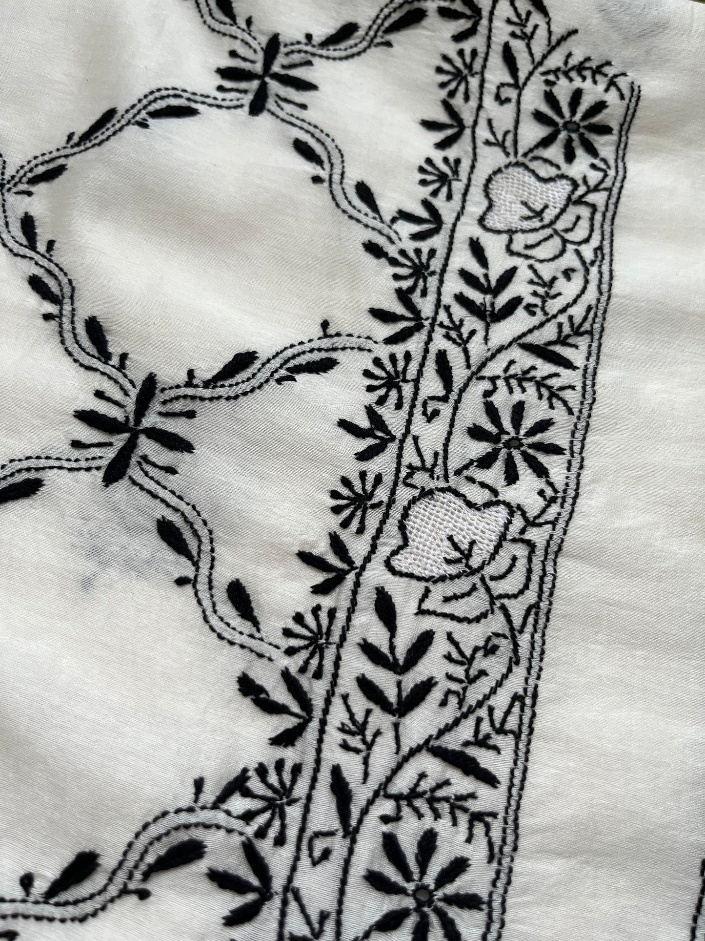 Chanderi chikankari kurta