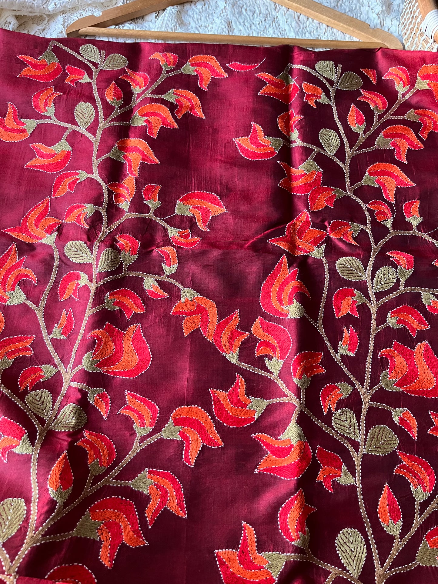 Silk Kantha kurta fabric
