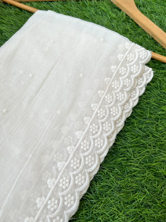 Mul scalloped Dupatta