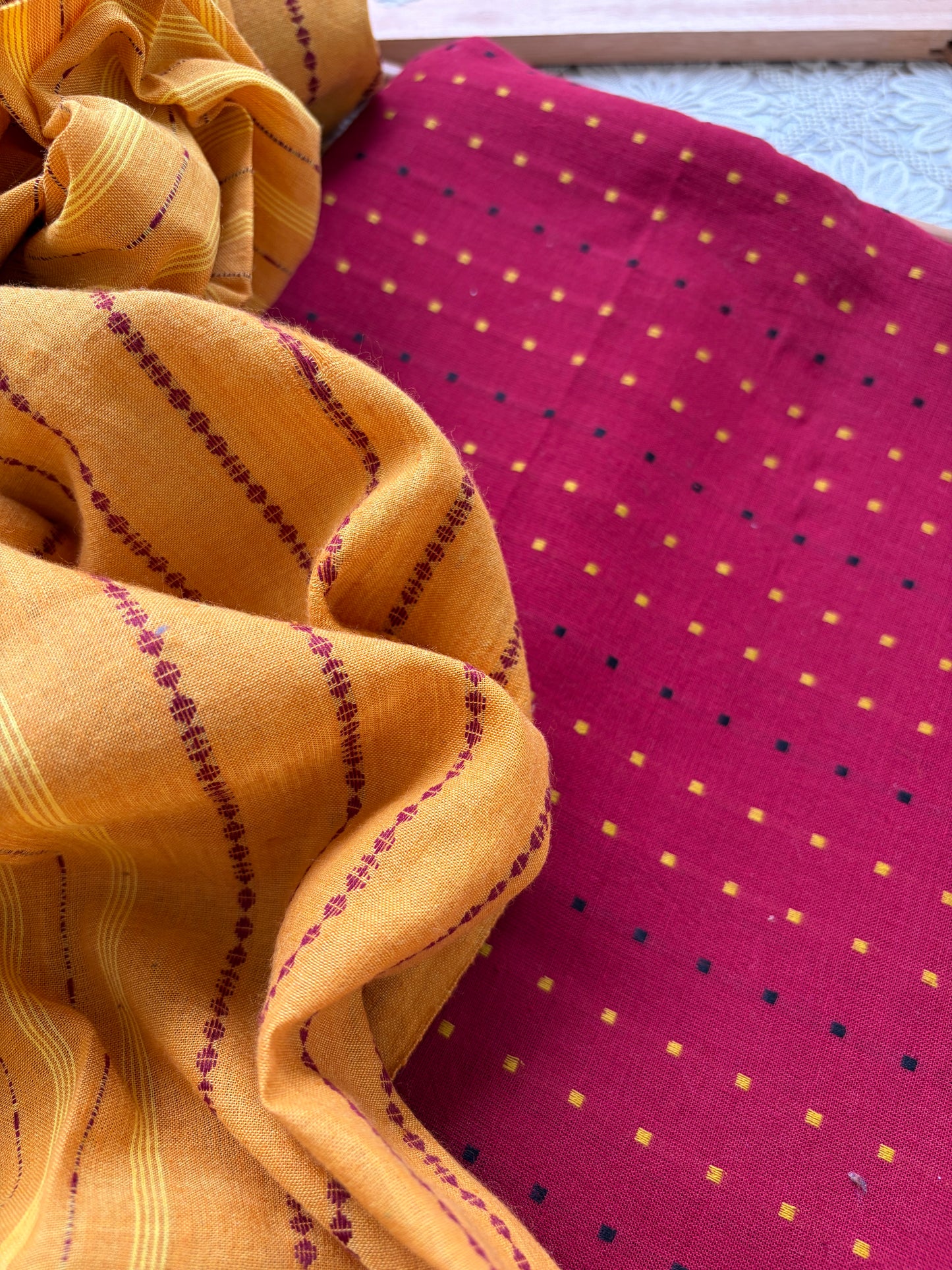 Mangalgiri Cotton 3 pc set - kurta bottom Dupatta