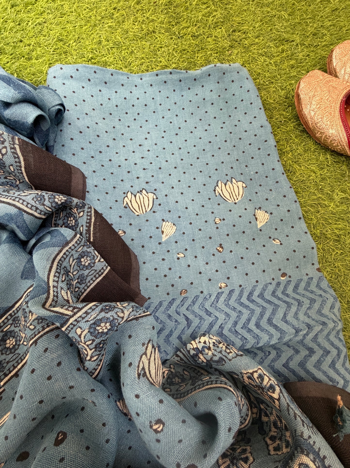 Linen Ajrakh Kurta and dupatta
