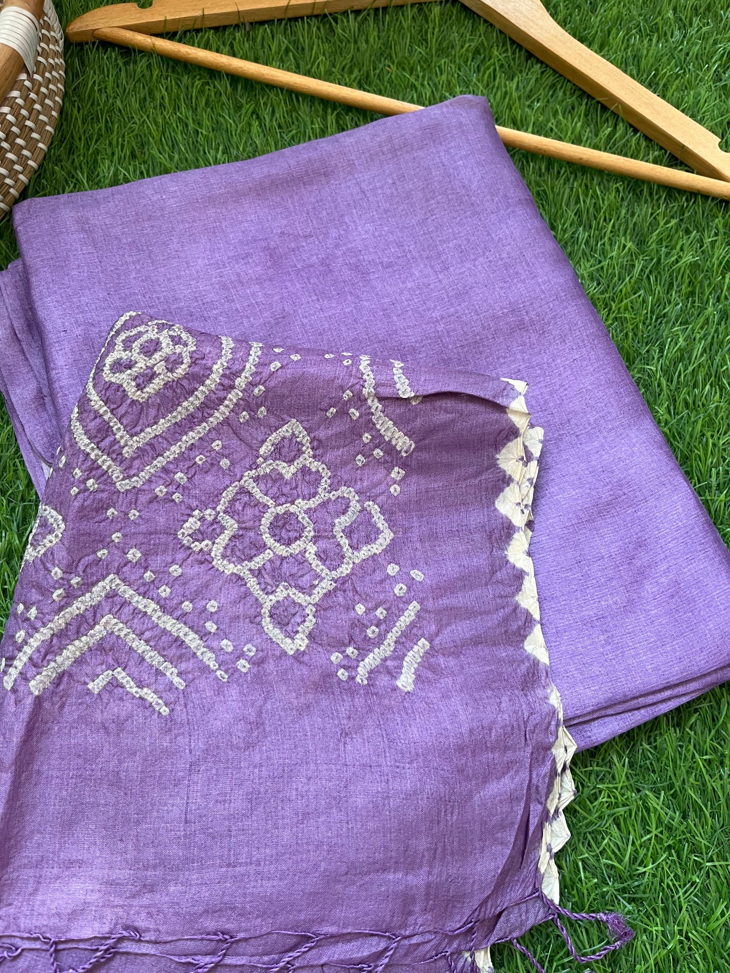 Tussar silk Bandhani dupatta plain kurta