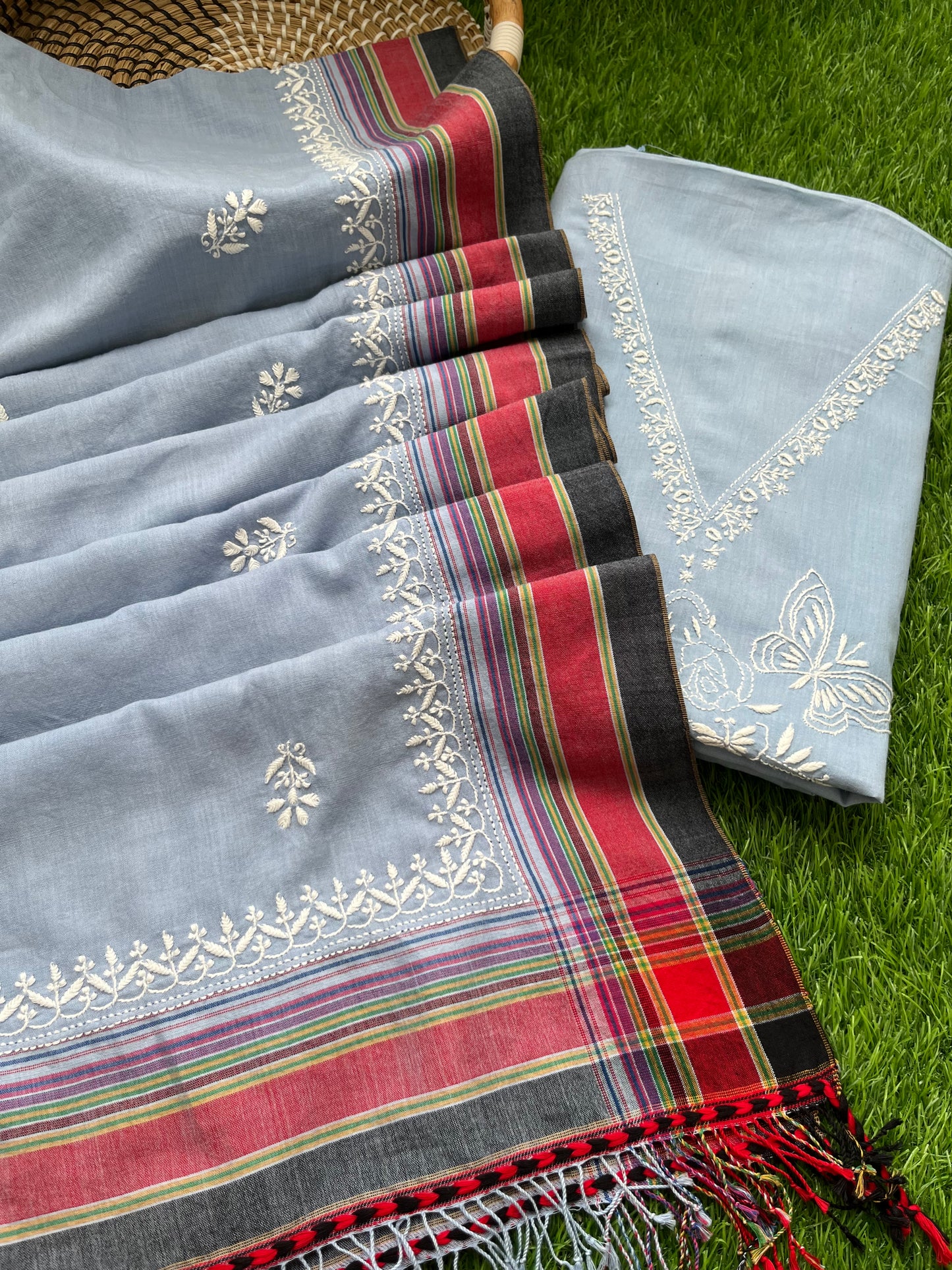 Kala cotton chikan Kurta dupatta