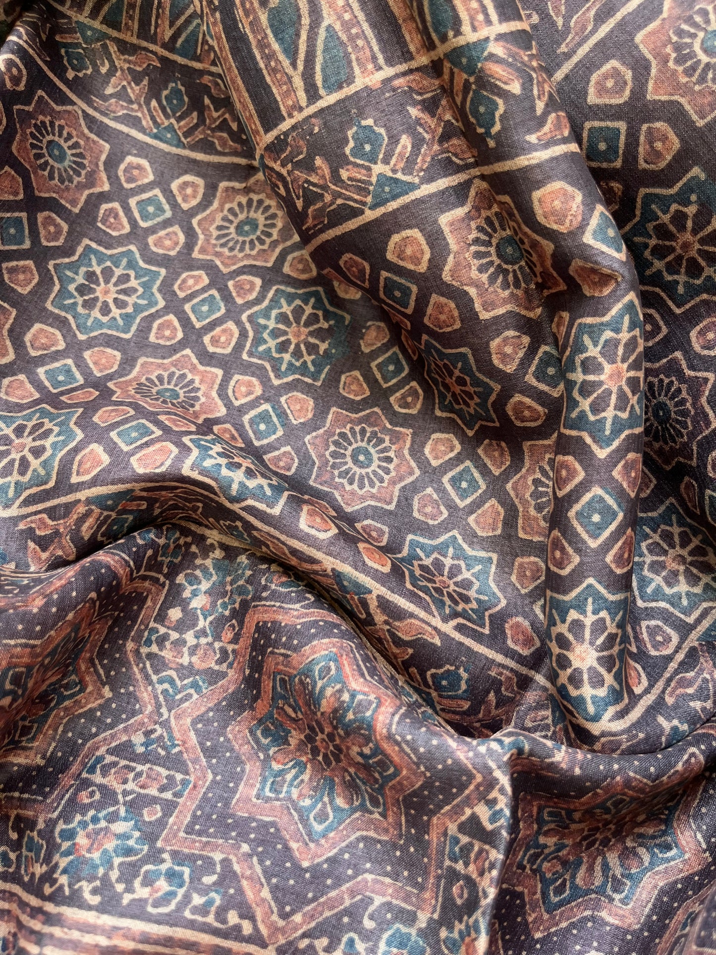 Tussar silk Ajrakh Kurta and dupatta