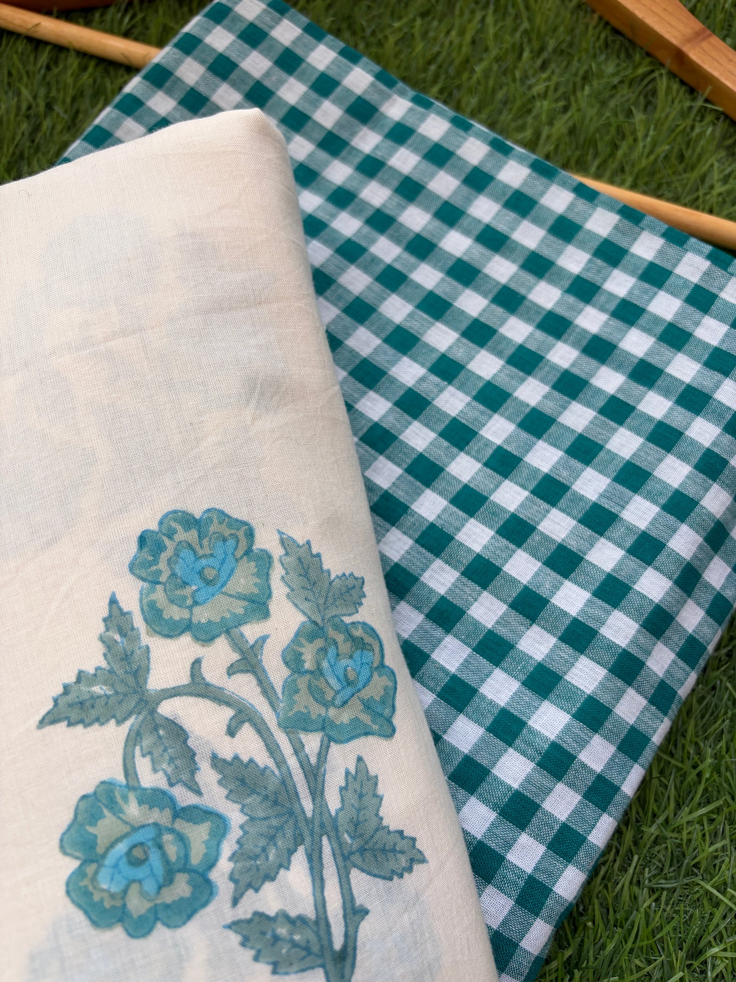 Khadi Cotton checks mughal Boota