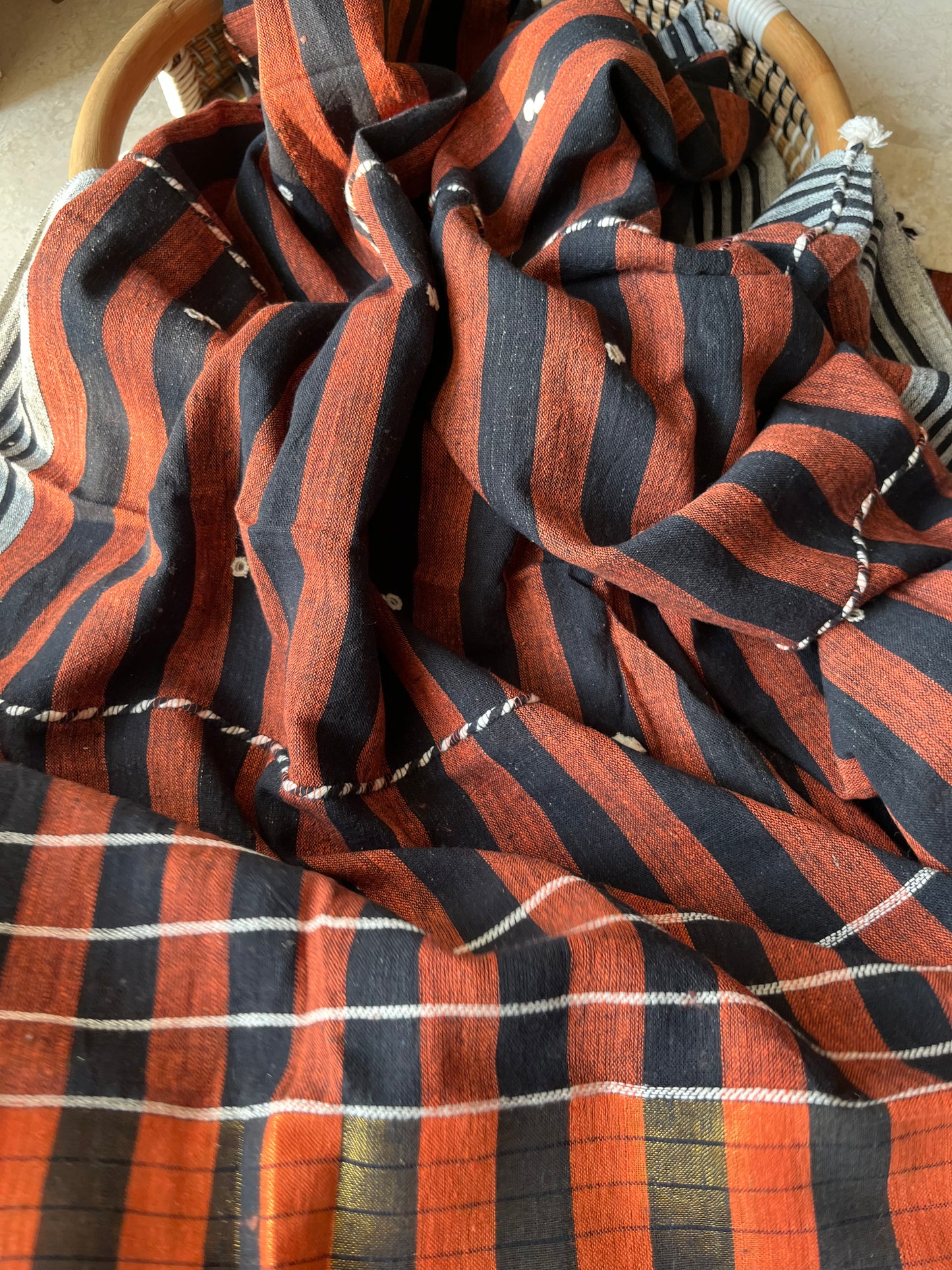 Handwoven organic kala Cotton kurta bottom dupatta