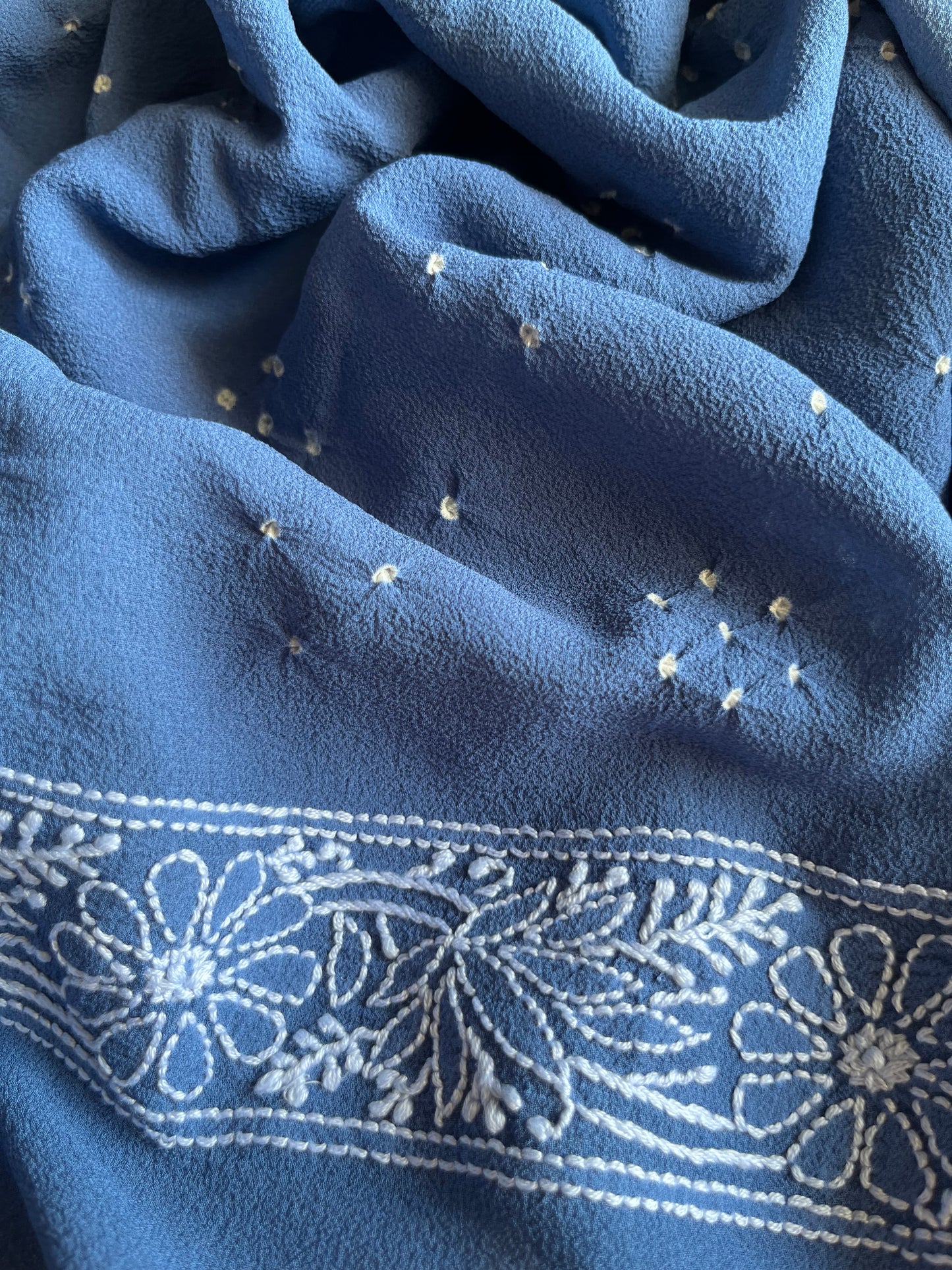 Chanderi Chikankari kurta with georgette dupatta