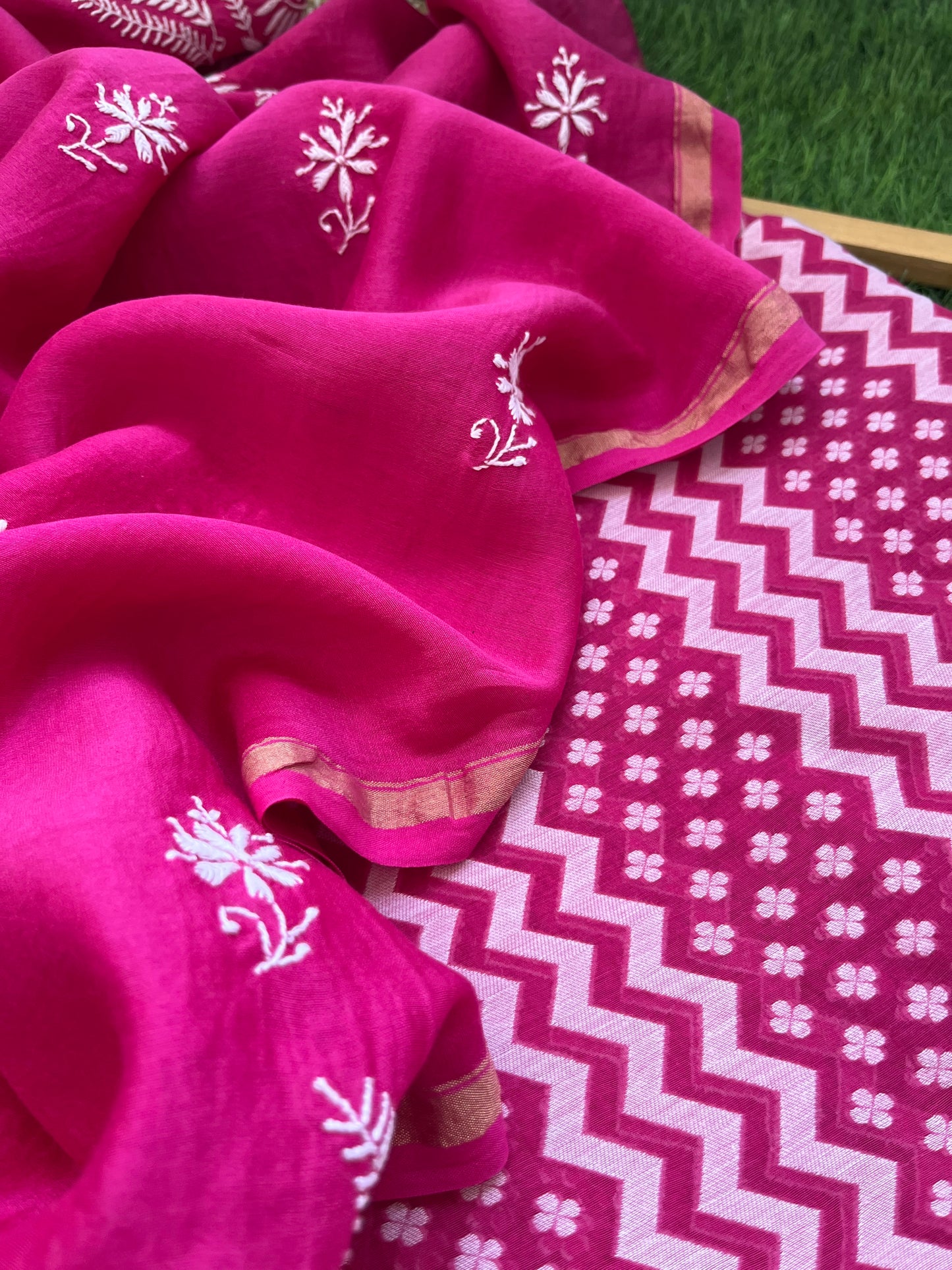 Jaamdani kurta chikankari dupatta