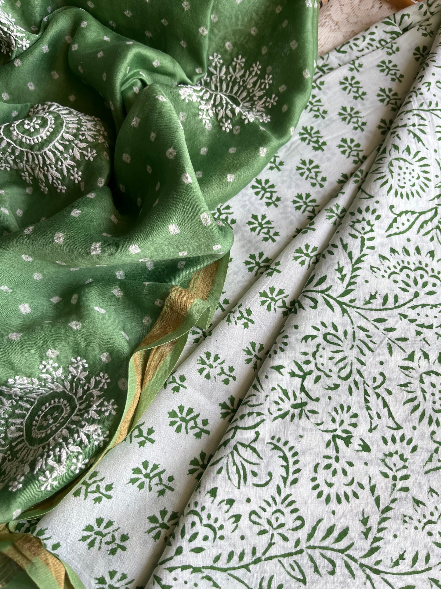 Cotton kurta bottom chikankari dupatta