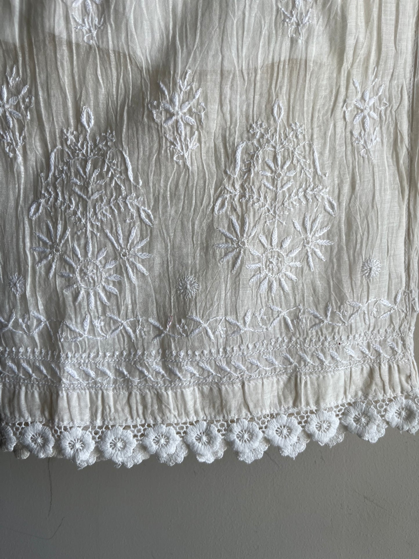 Chanderi chikan shirt and a-bottom