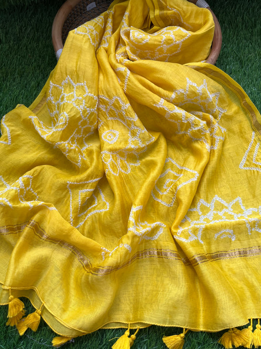 Bandhani Chanderi silk Dupatta
