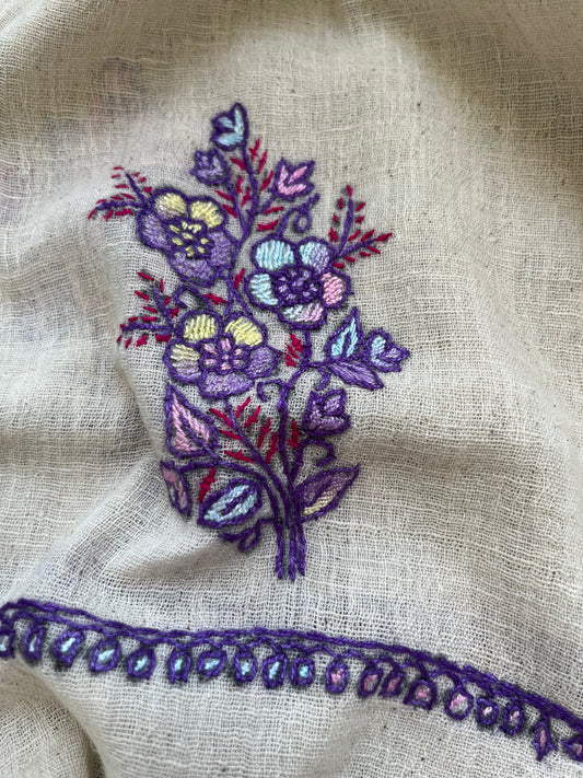 Kala Cotton kashmiri thread work stole