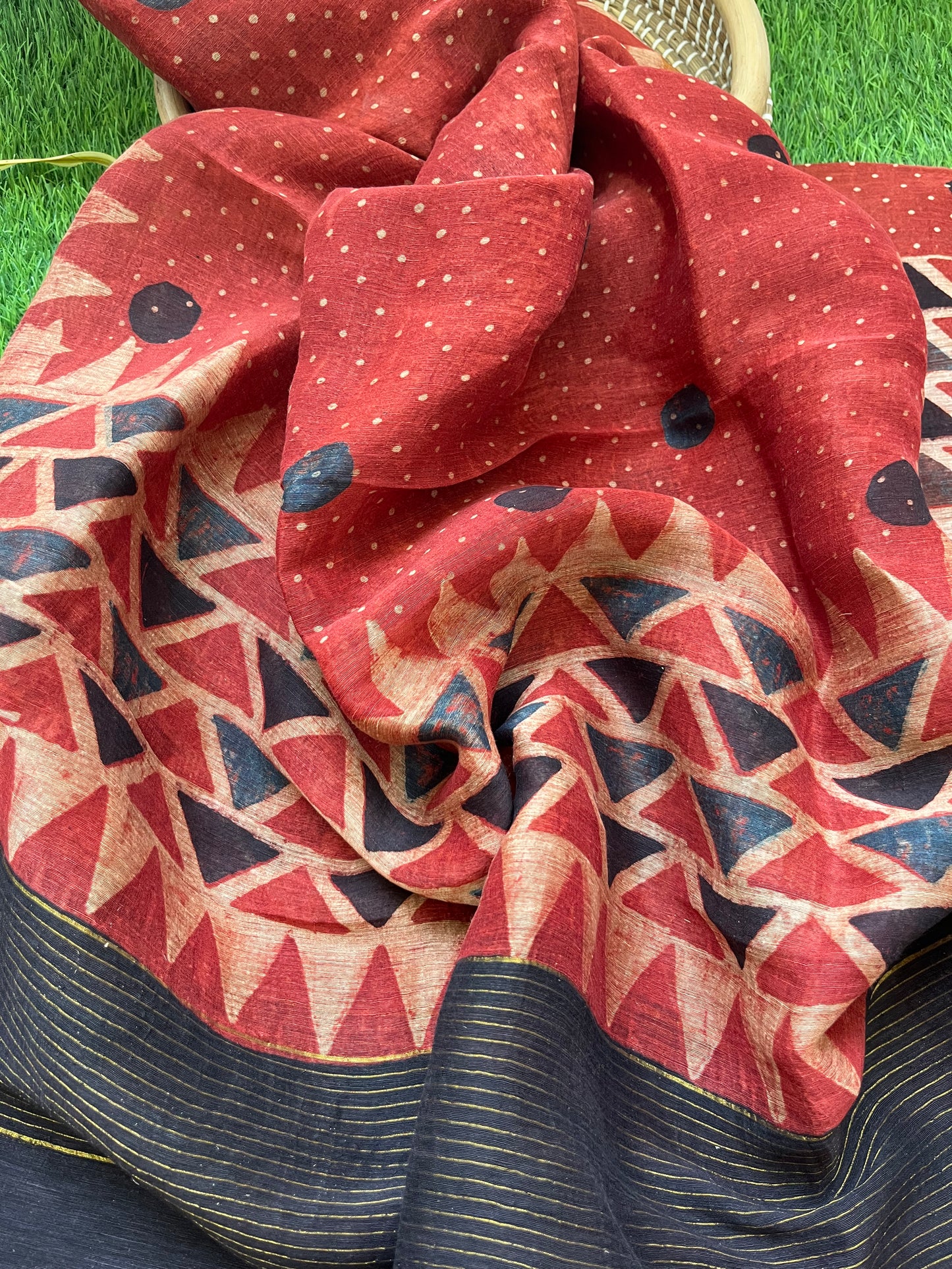 Linen Ajrakh Kurta and dupatta