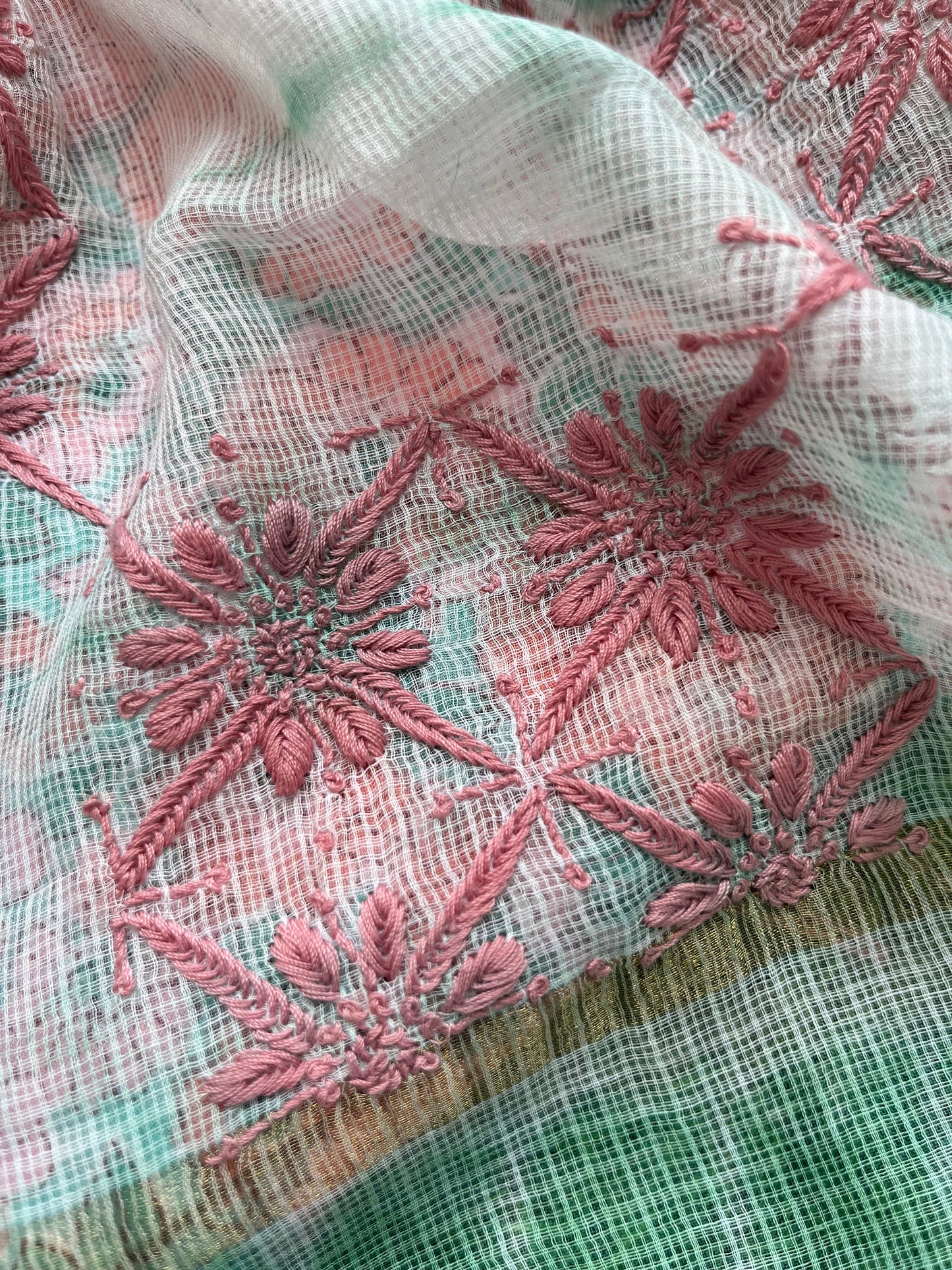 Kota Chikankari Dupatta with print kurta bottom Fabric