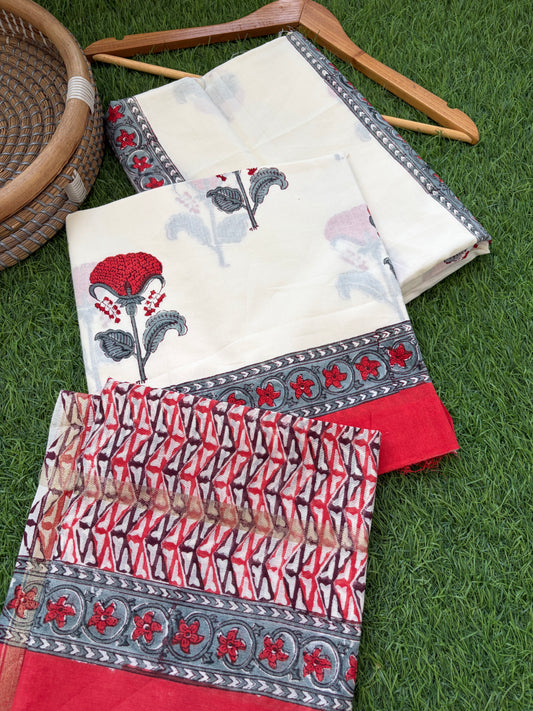 Block print chanderi Dupatta cotton Kurta bottom