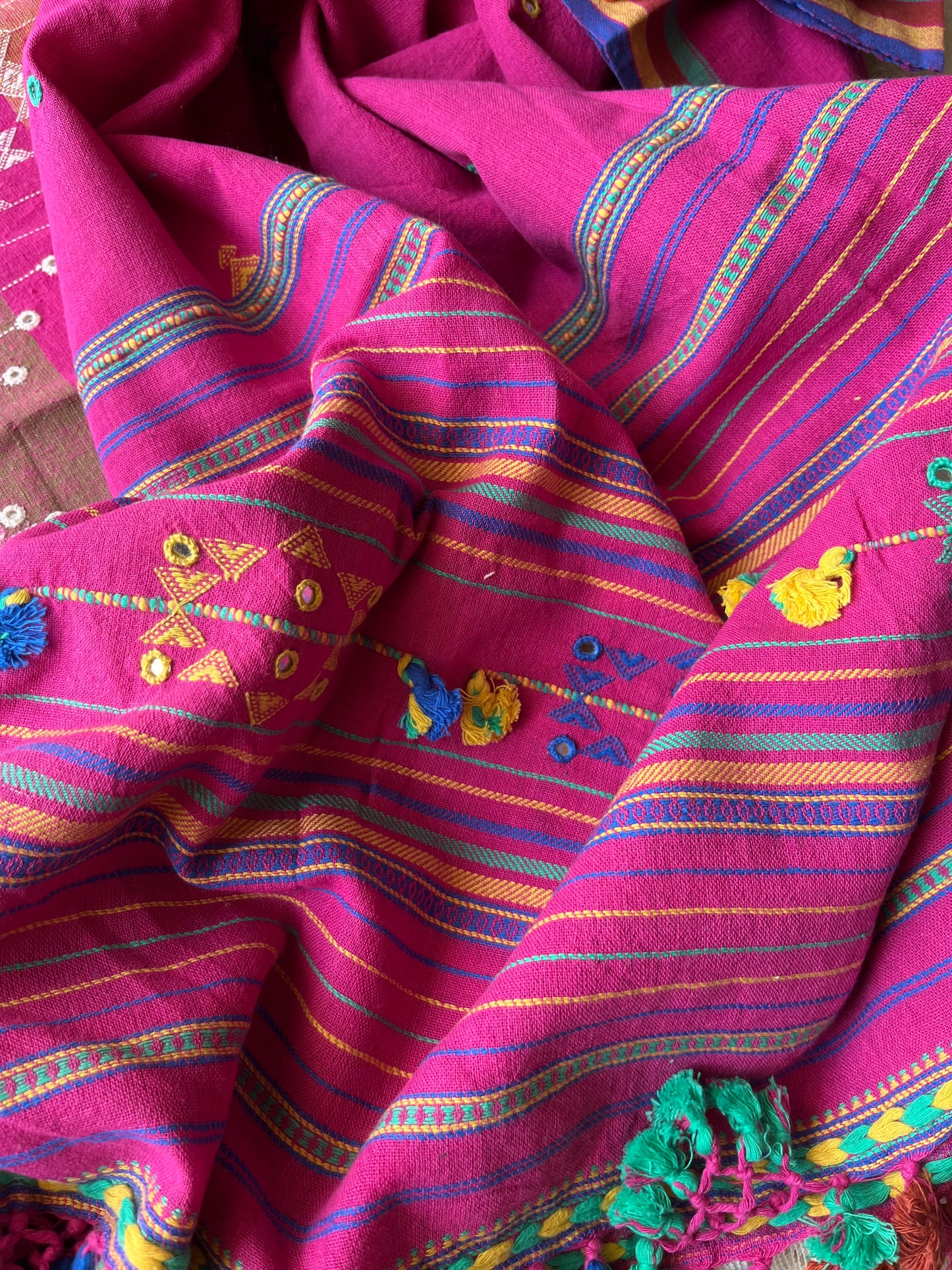 Handwoven organic kala Cotton kurta bottom dupatta
