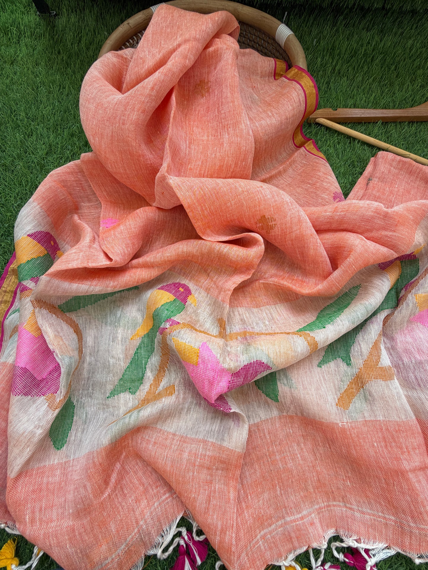 Linen Jaamdani kurta dupatta