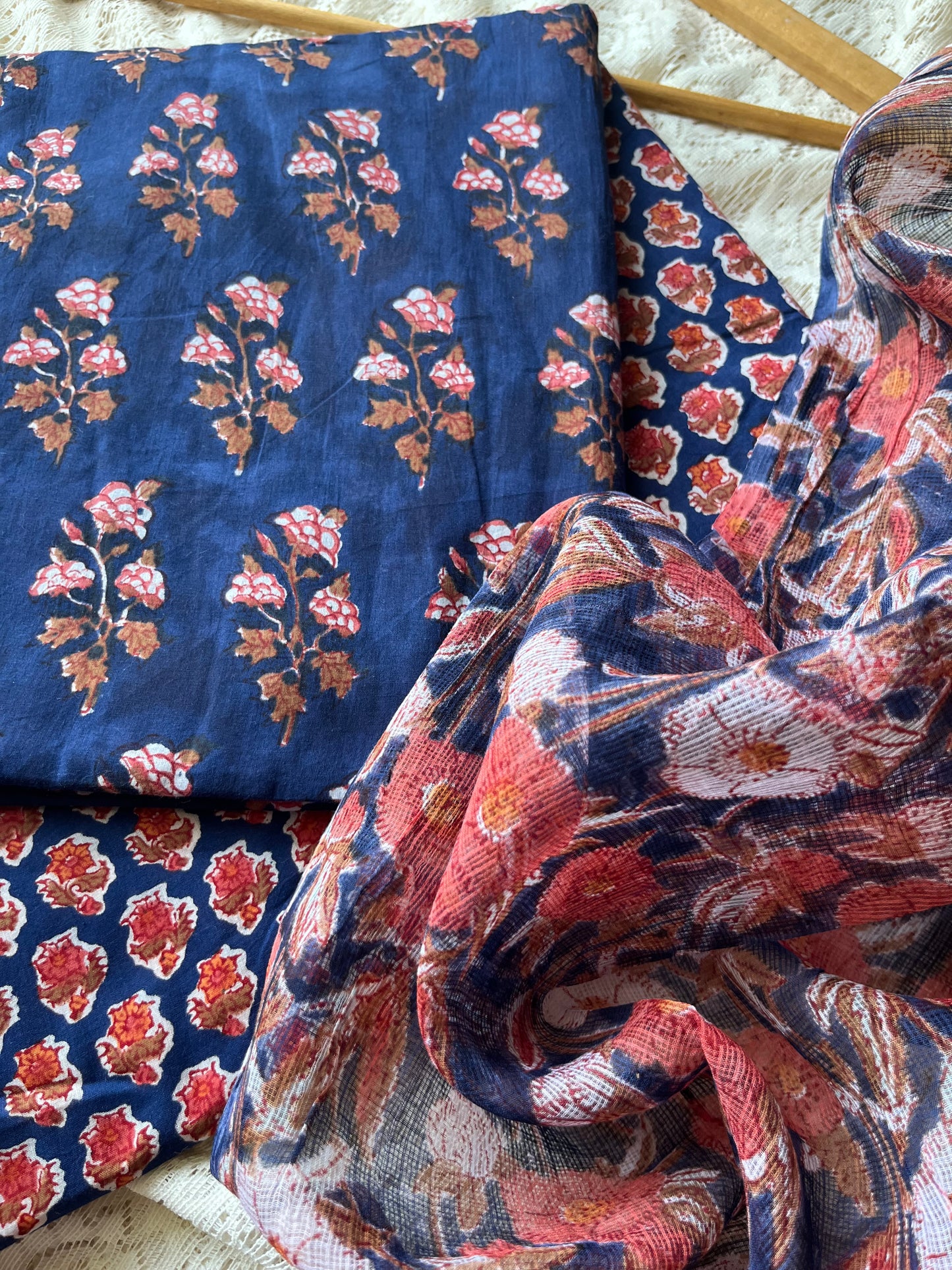 Cotton kurta bottom Kota Doria dupatta