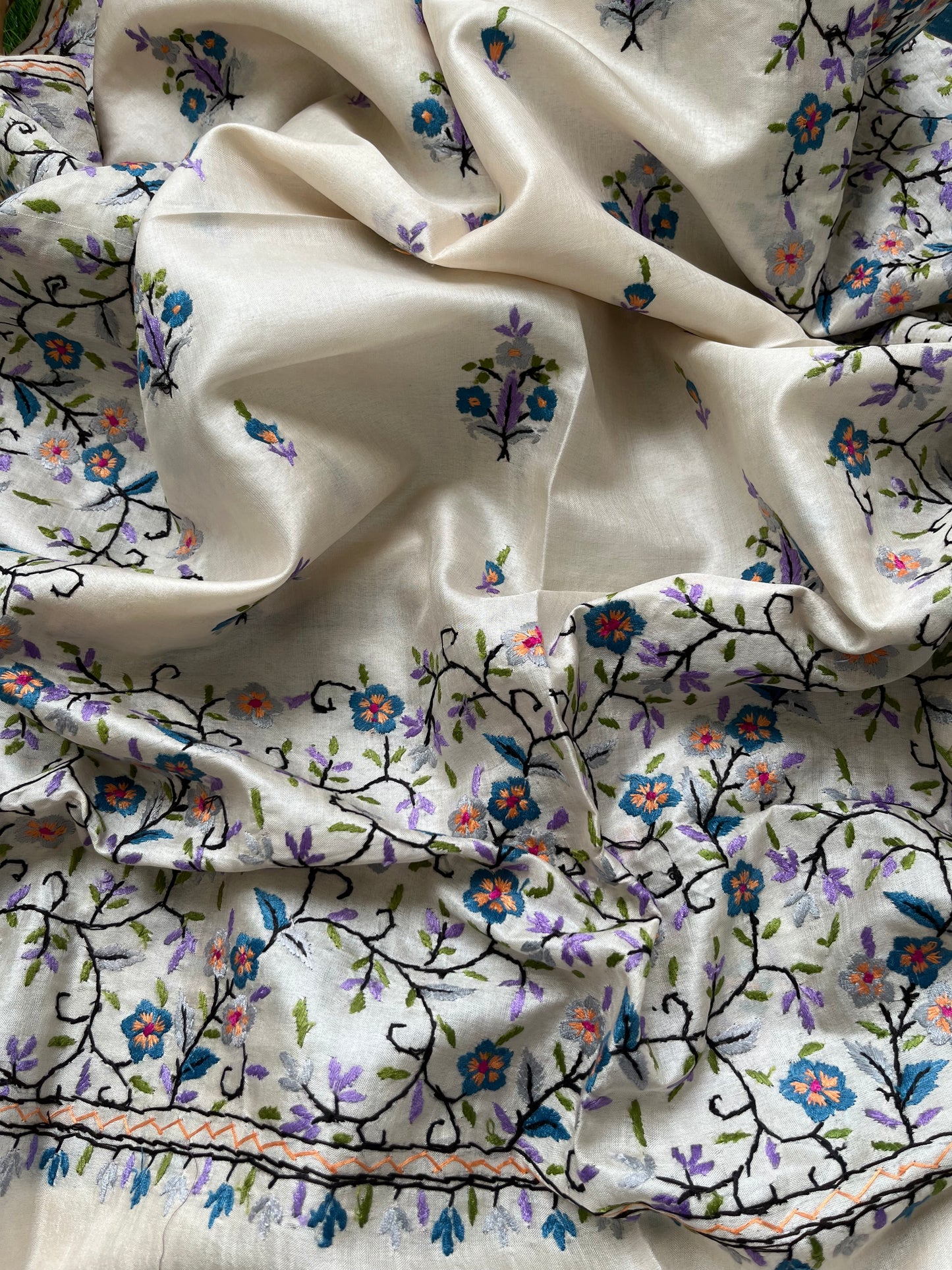 Silk needle work Dupatta mashru kurta Bottom fabric