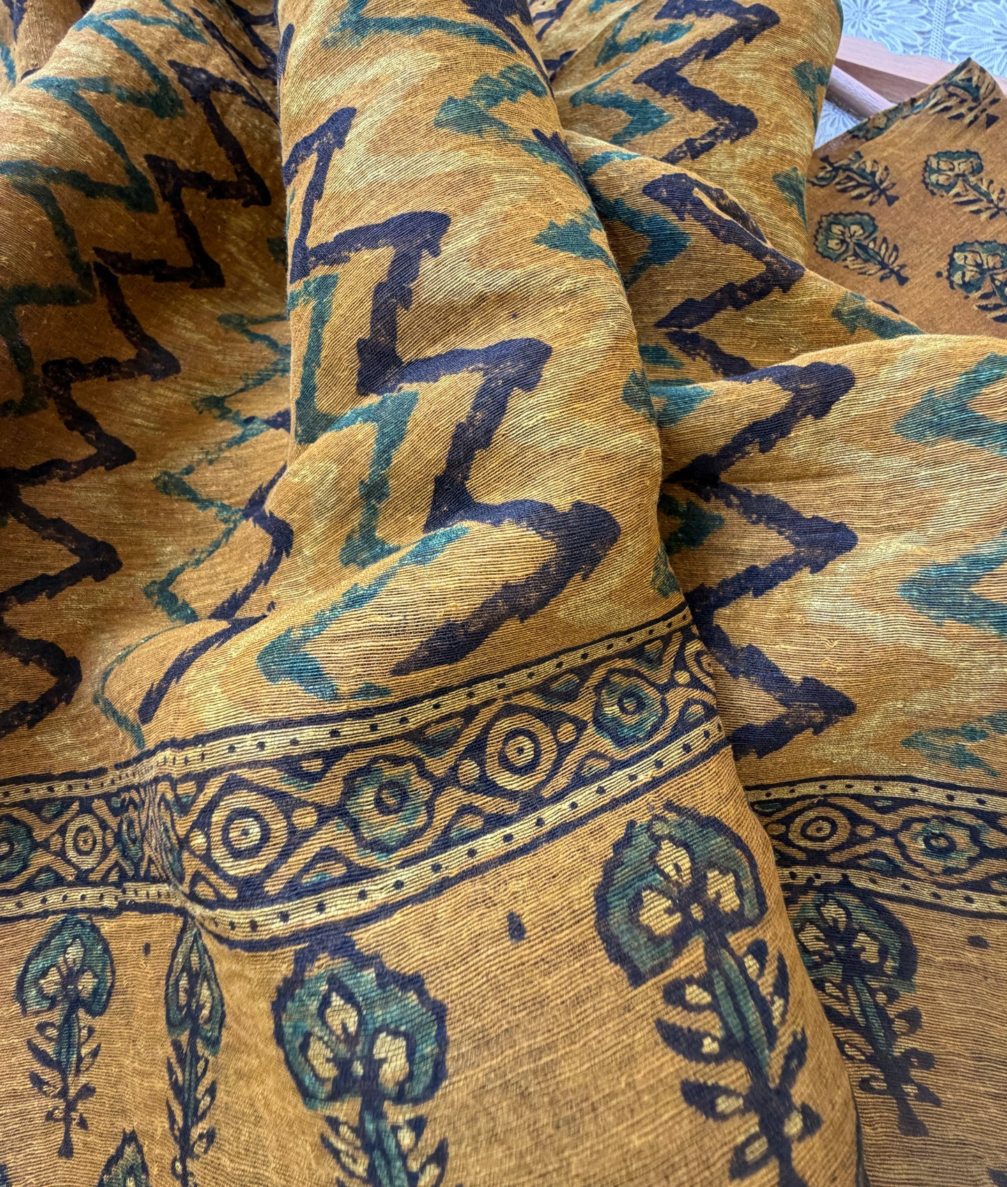 Linen Ajrakh Kurta and dupatta