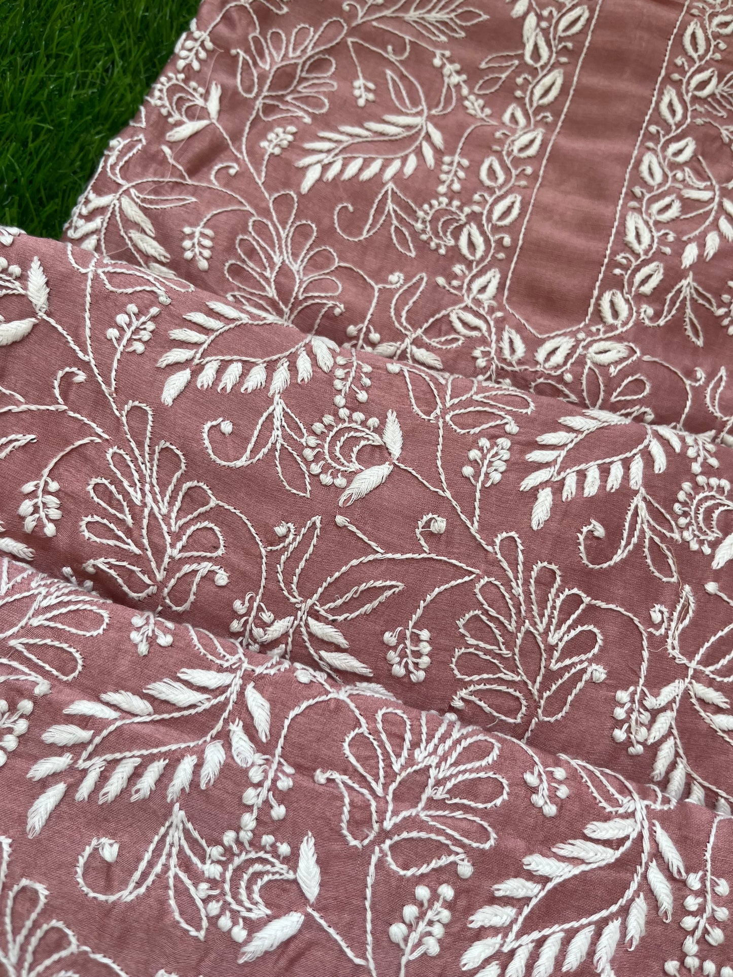 Chanderi chikankari kurta