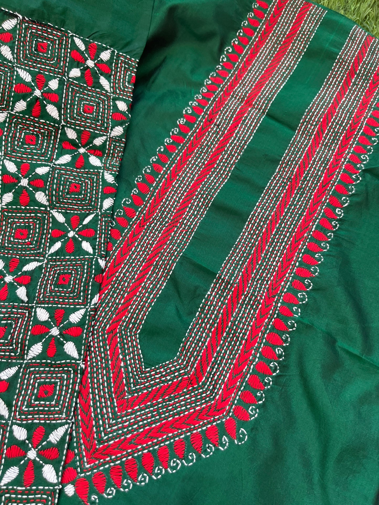 Silk Kantha work kurta fabric