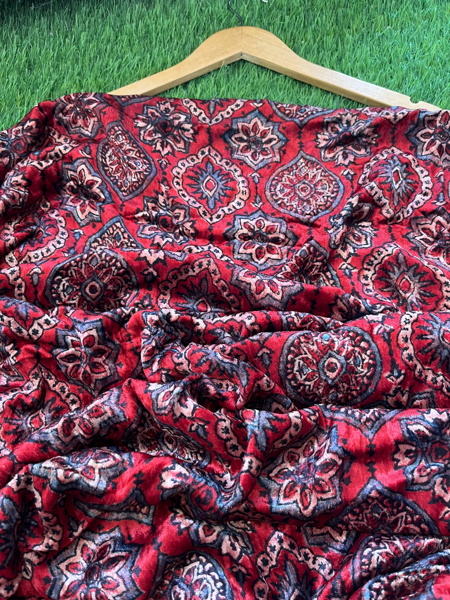 Velvet Ajrakh Kurta fabric