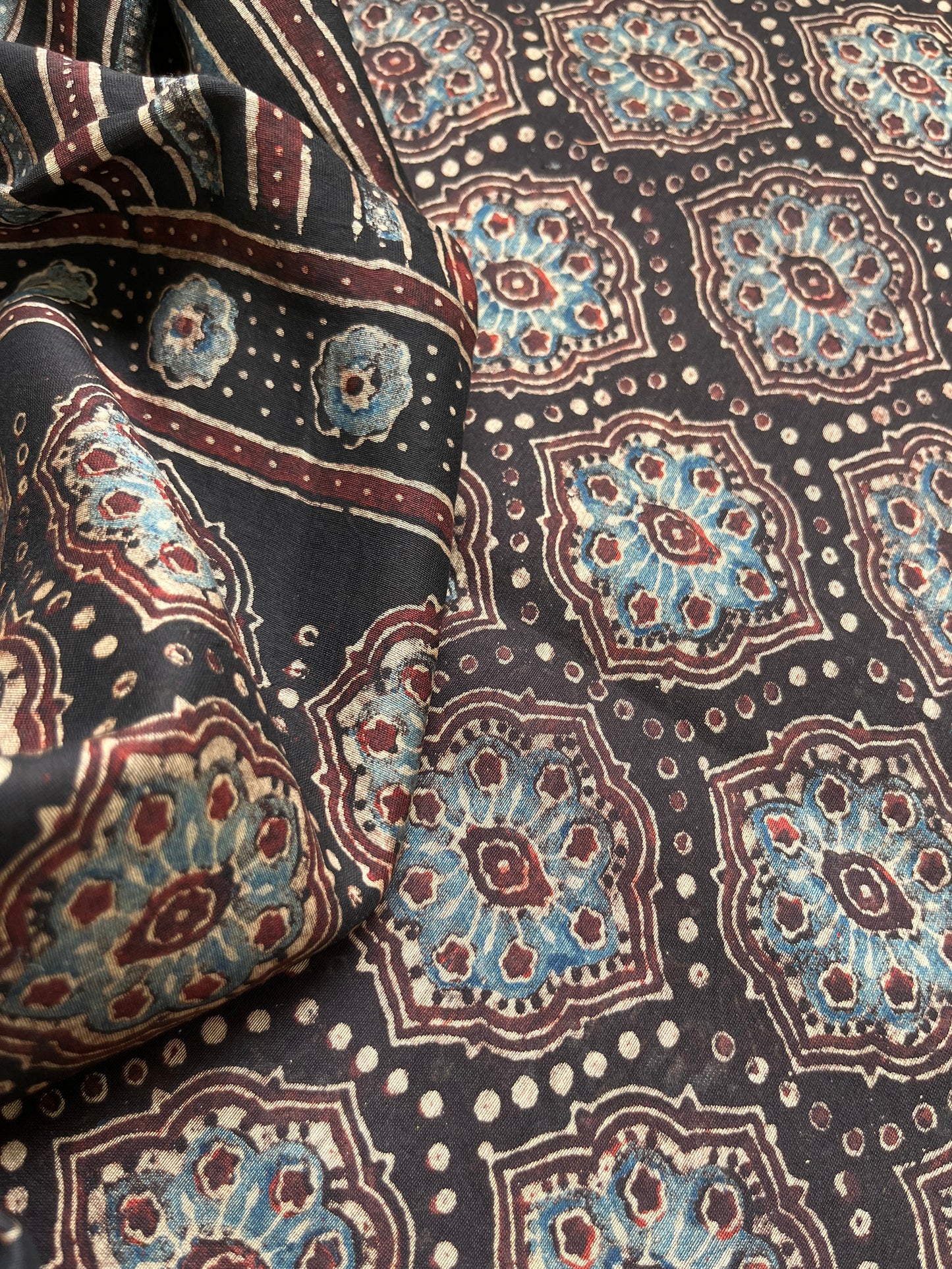 Chanderi silk Ajrakh Kurta and dupatta