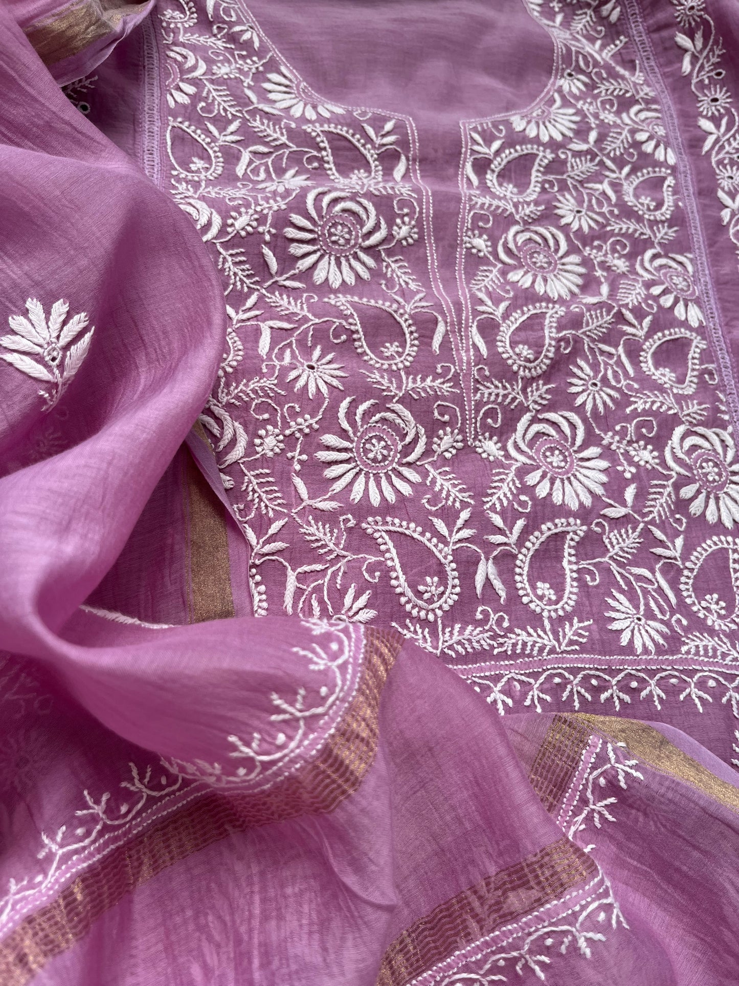 Chanderi Chikankari Kurta Dupatta