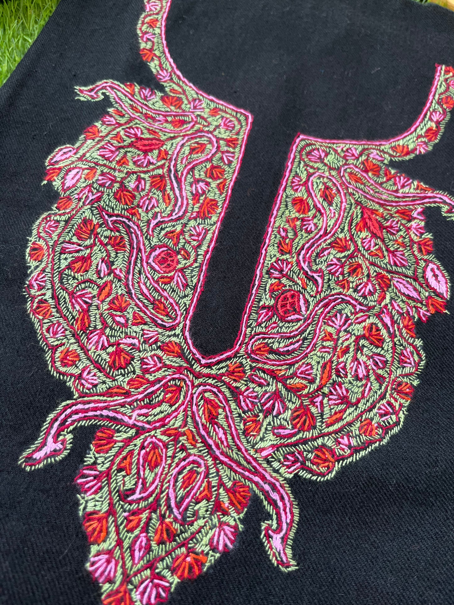 Woollen sozni hand embroidered suit