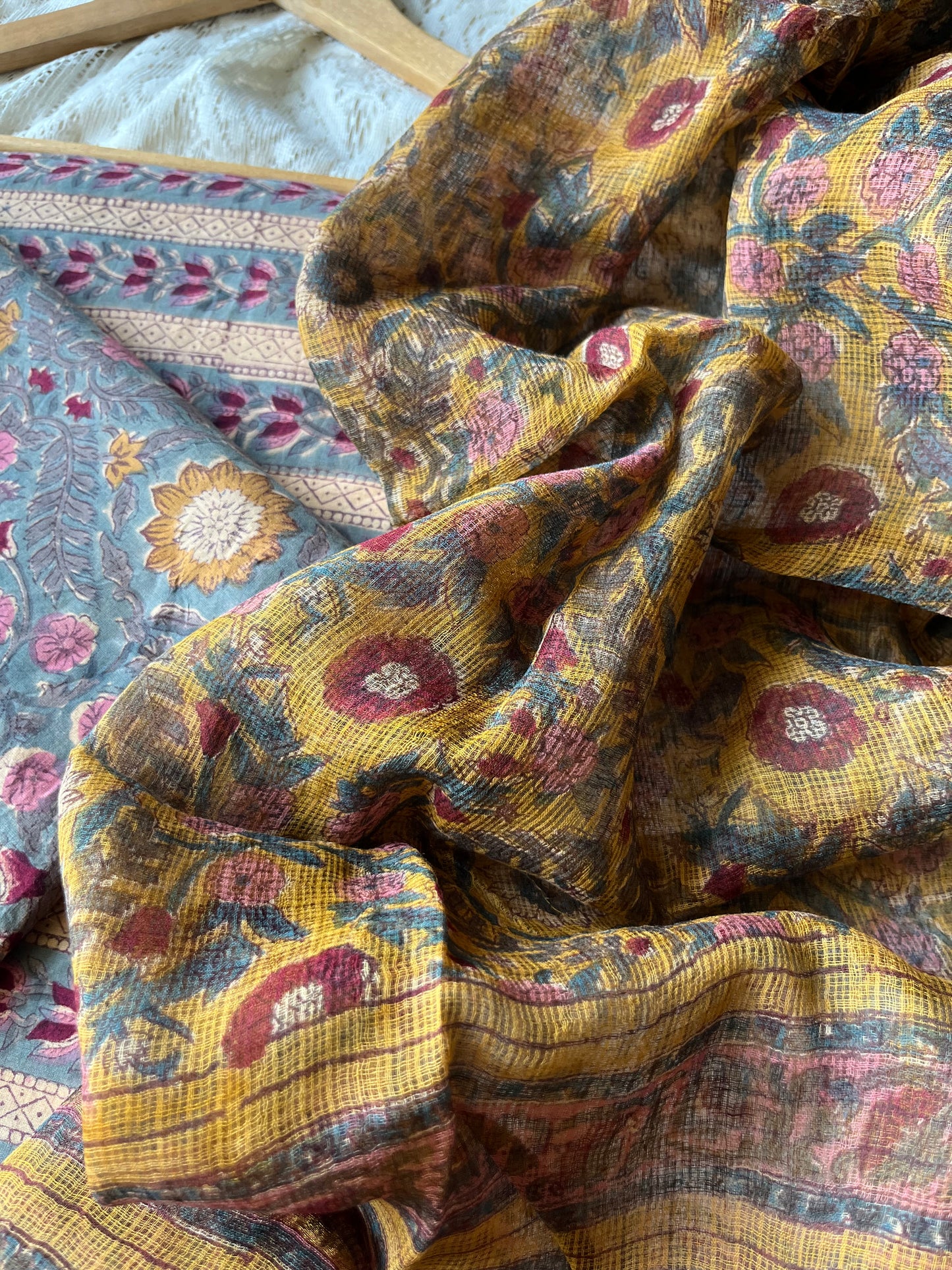 Cotton kurta bottom Kota Doria dupatta