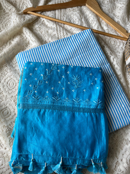 Cotton kurta bottom chikankari dupatta