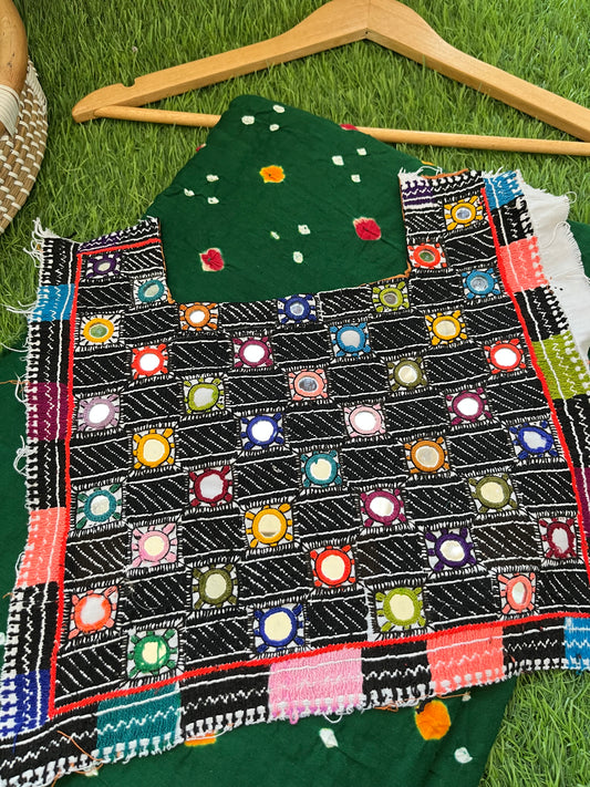 Mirror work patch with bandhani suit fabric