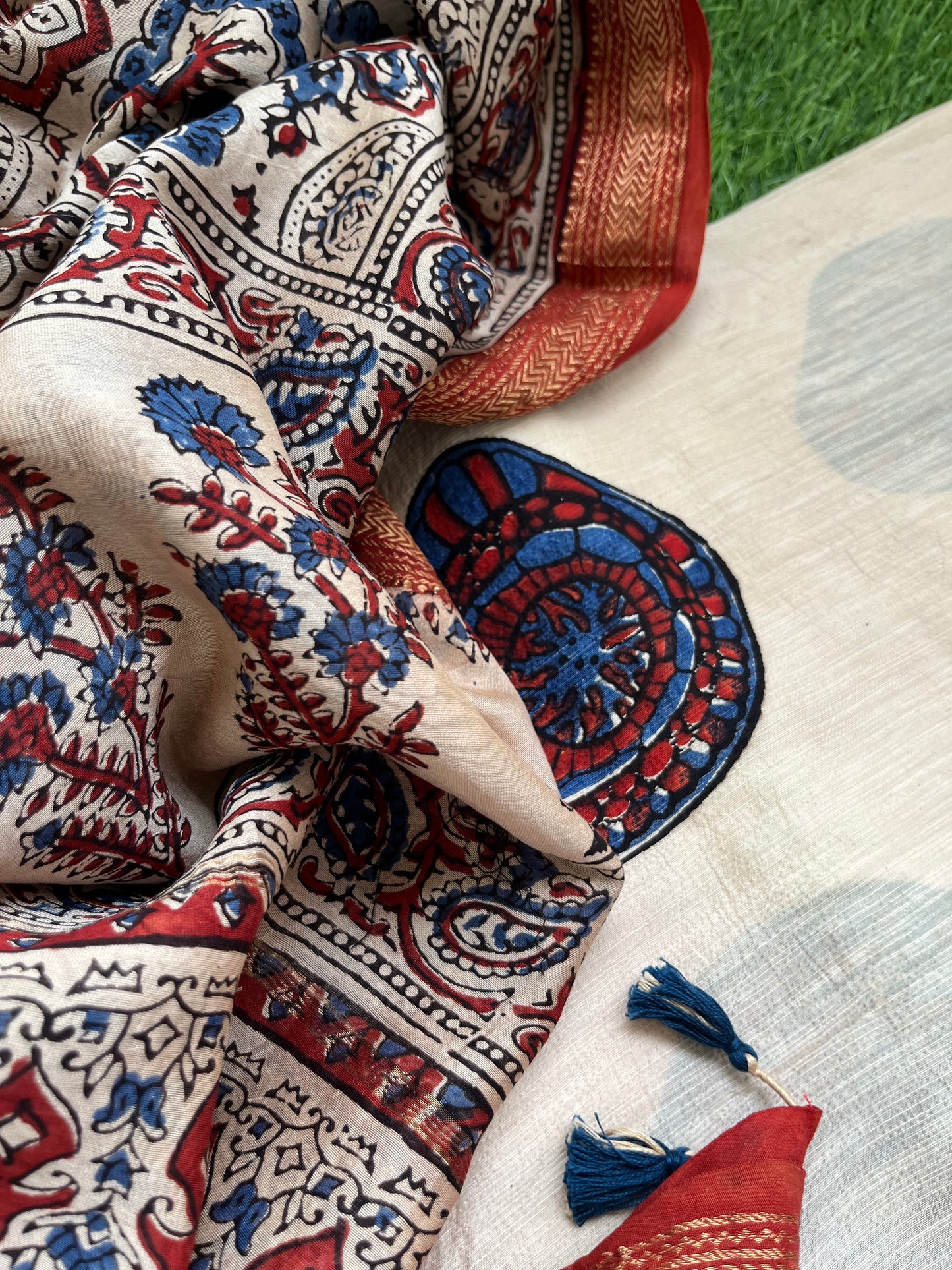 Cotton slub ajrakh kurta chanderi ajrakh dupatta