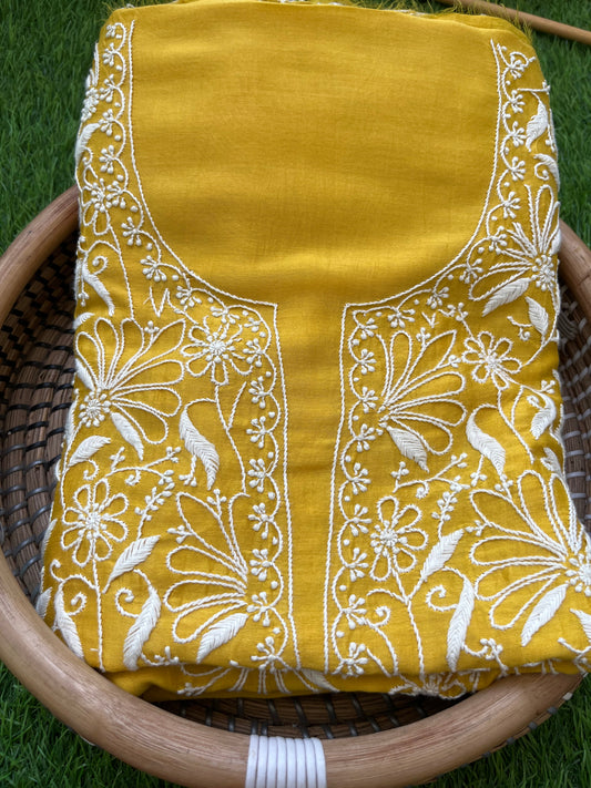 Chanderi chikankari kurta