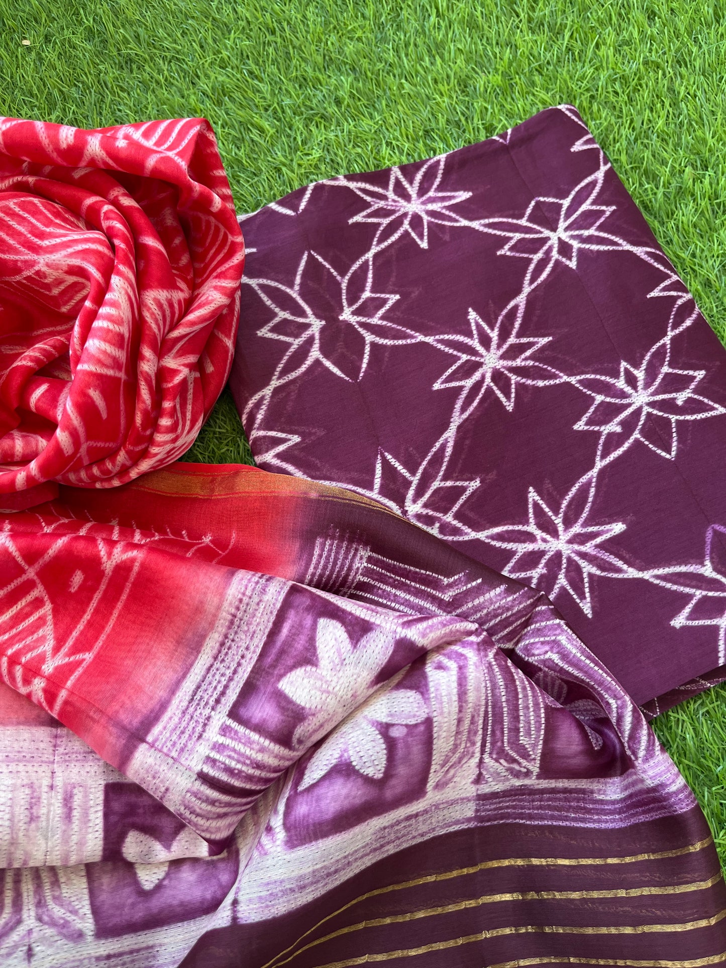 Shibori chanderi kurta dupatta