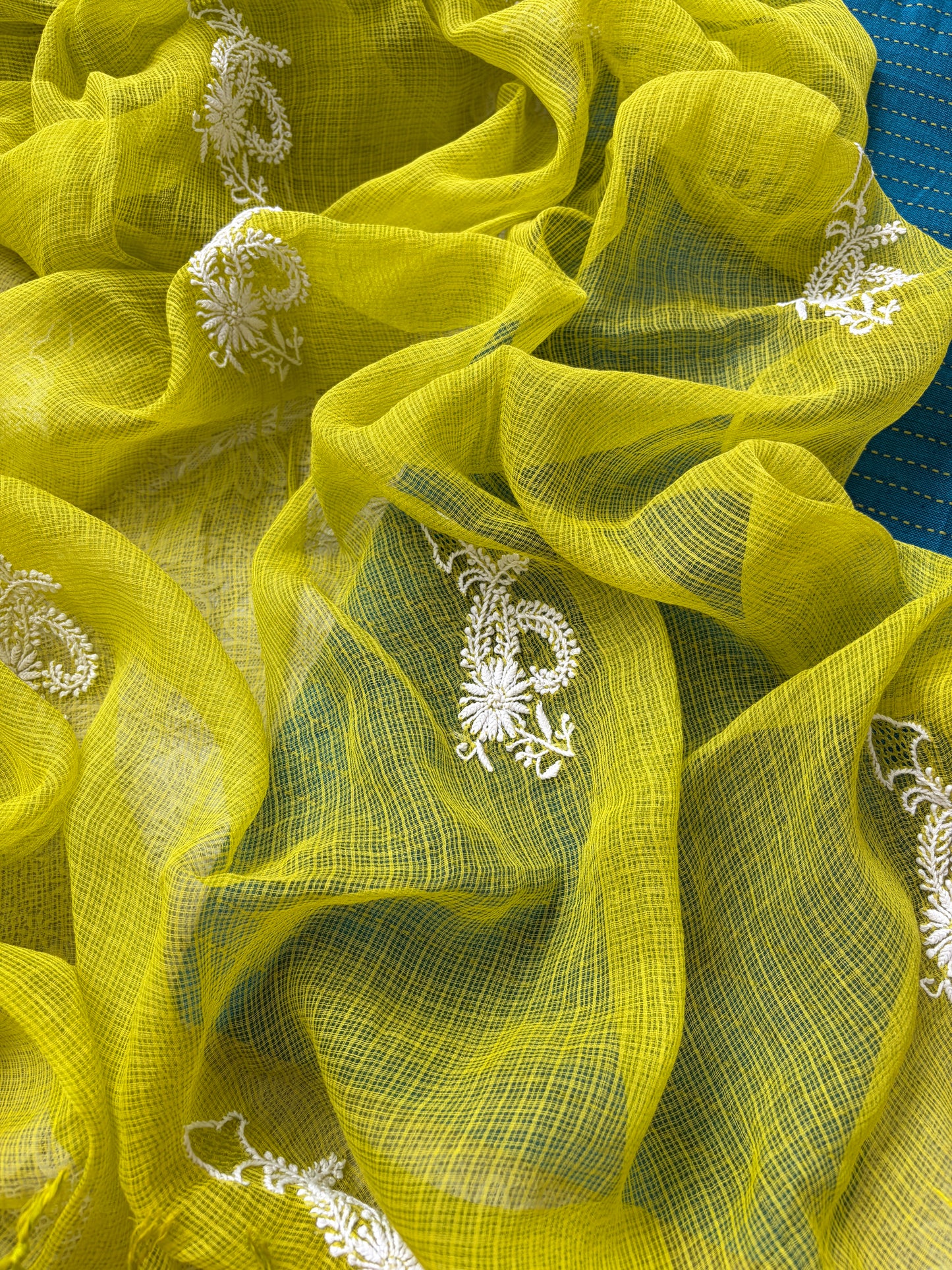 Mangalgiri kurta bottom Kota Doria chikankari dupatta
