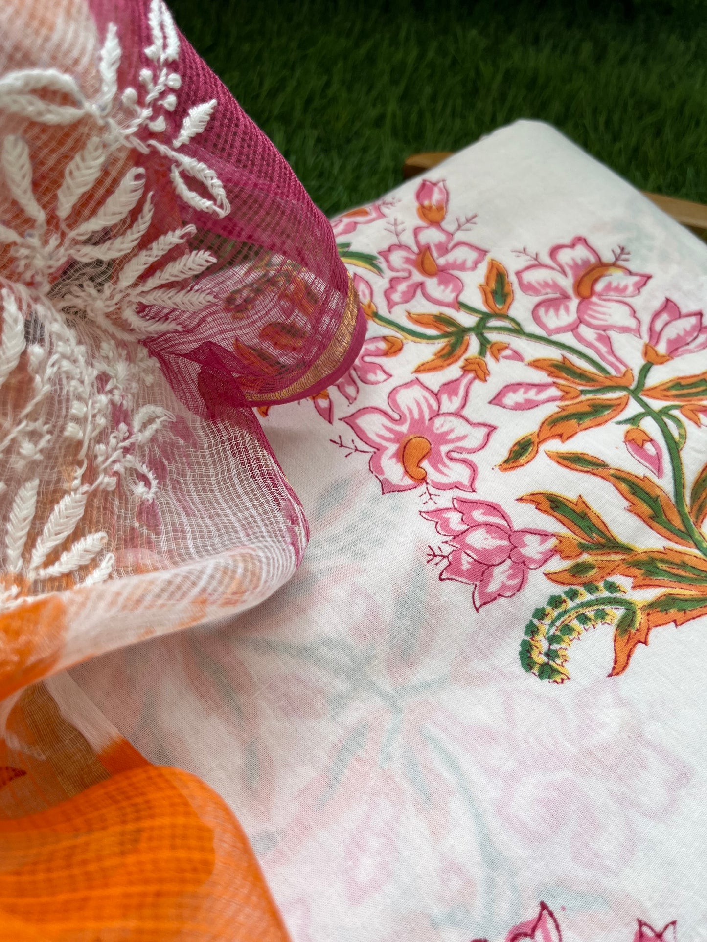 Cotton kurta bottom Kota Doria dupatta