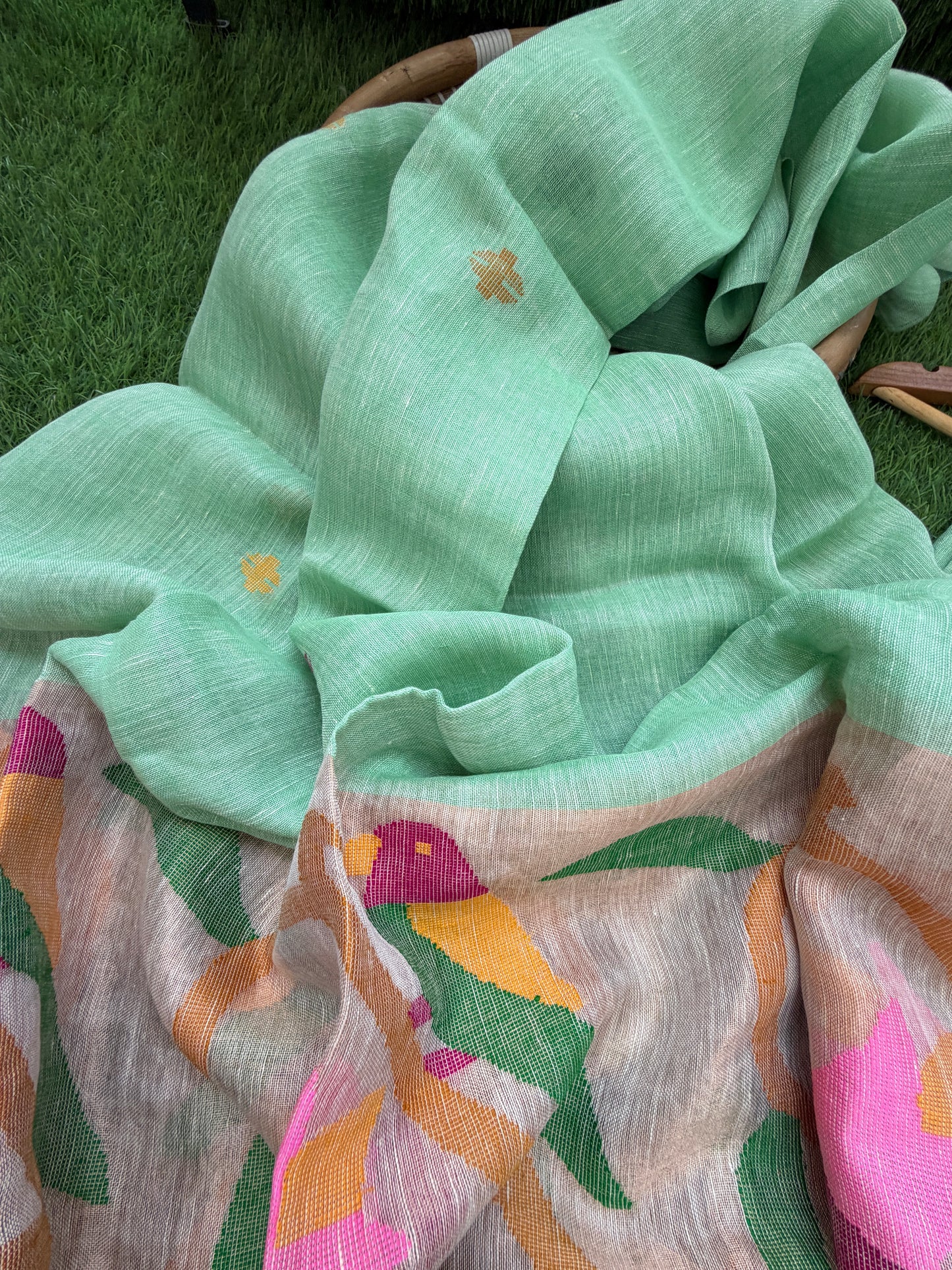 Linen Jaamdani kurta dupatta