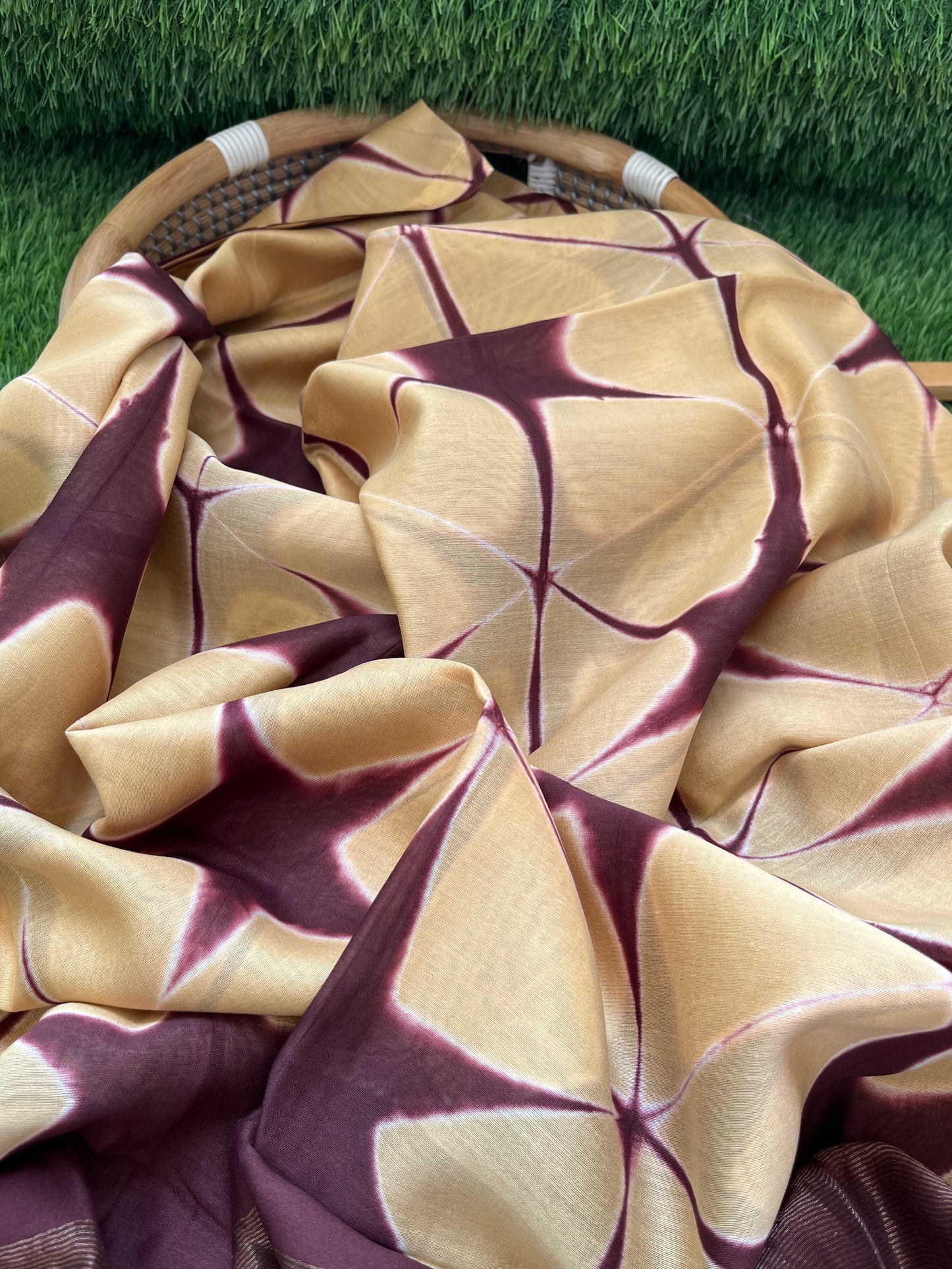 Chanderi Clamp Dye dupatta with plain fabric