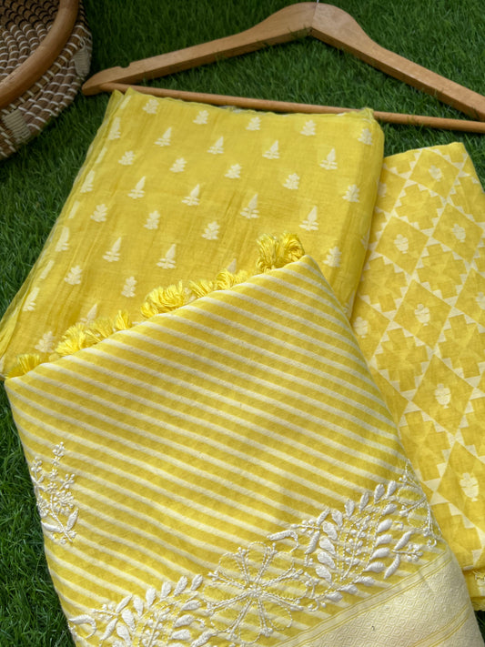 Jaamdani kurta bottom chikankari dupatta