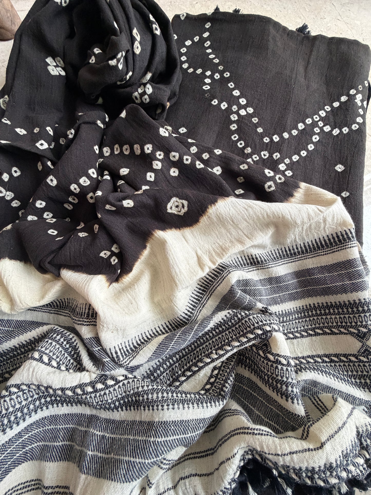 Kala Cotton bandhani Kurta bottom and dupatta