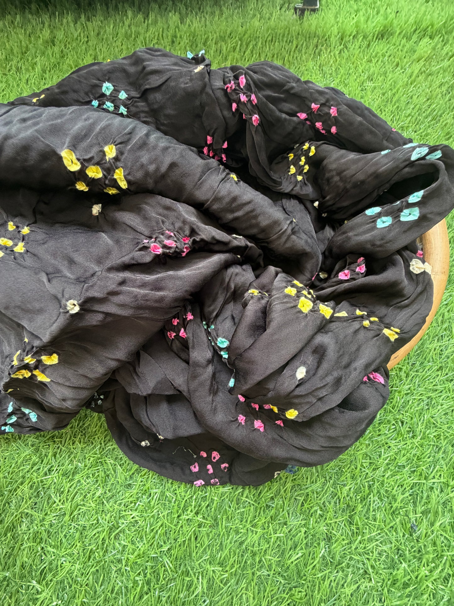 Modal silk bandhani fabric