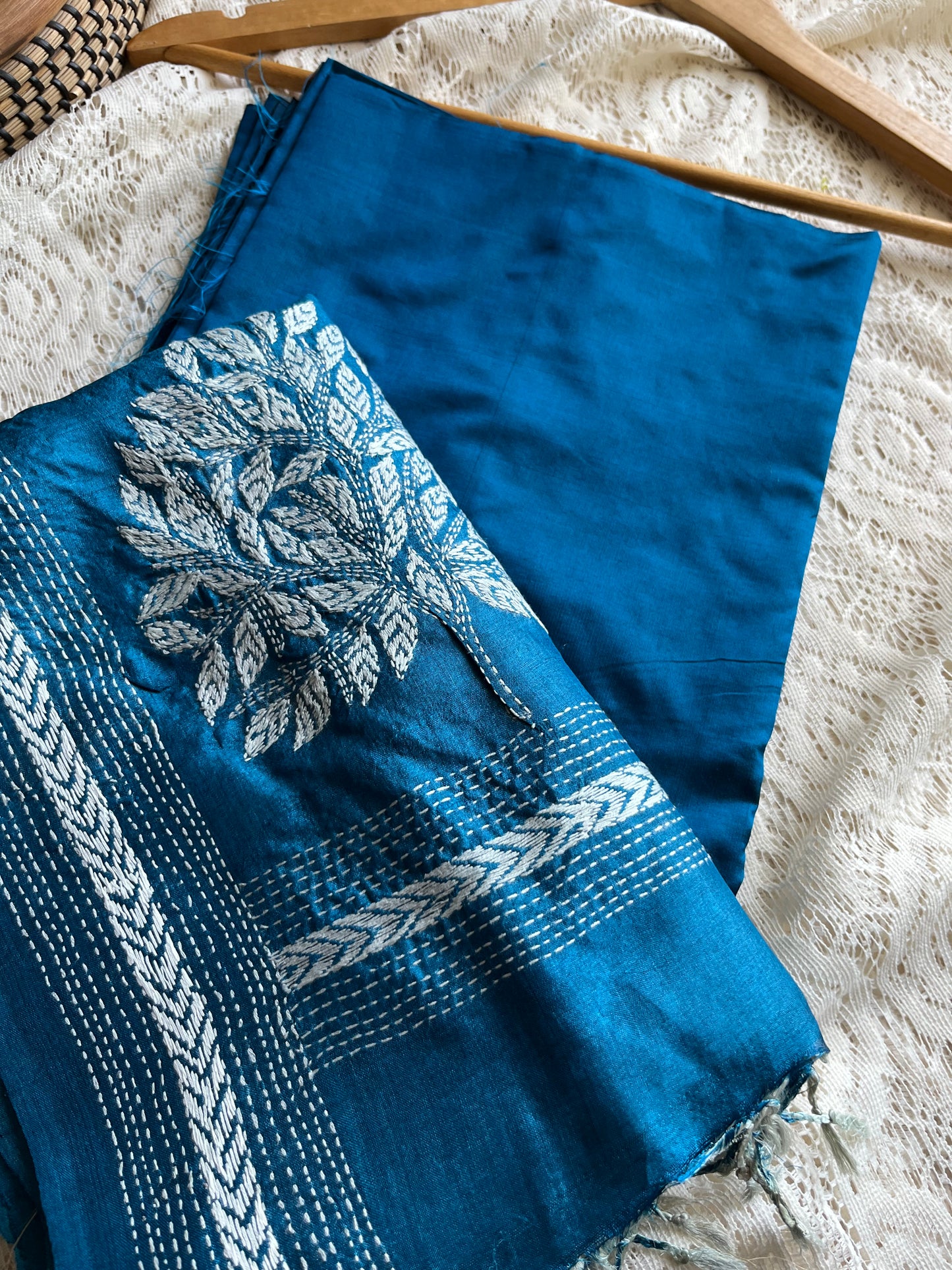 Silk Kantha Dupatta kurta Bottom fabric