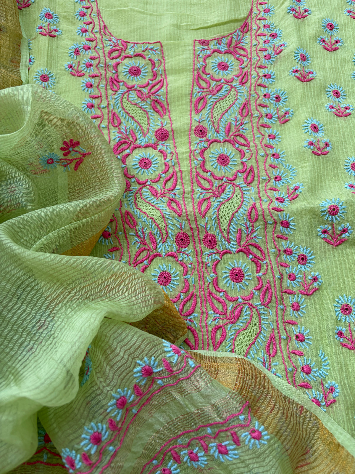 Chanderi Chikankari Kurta Dupatta