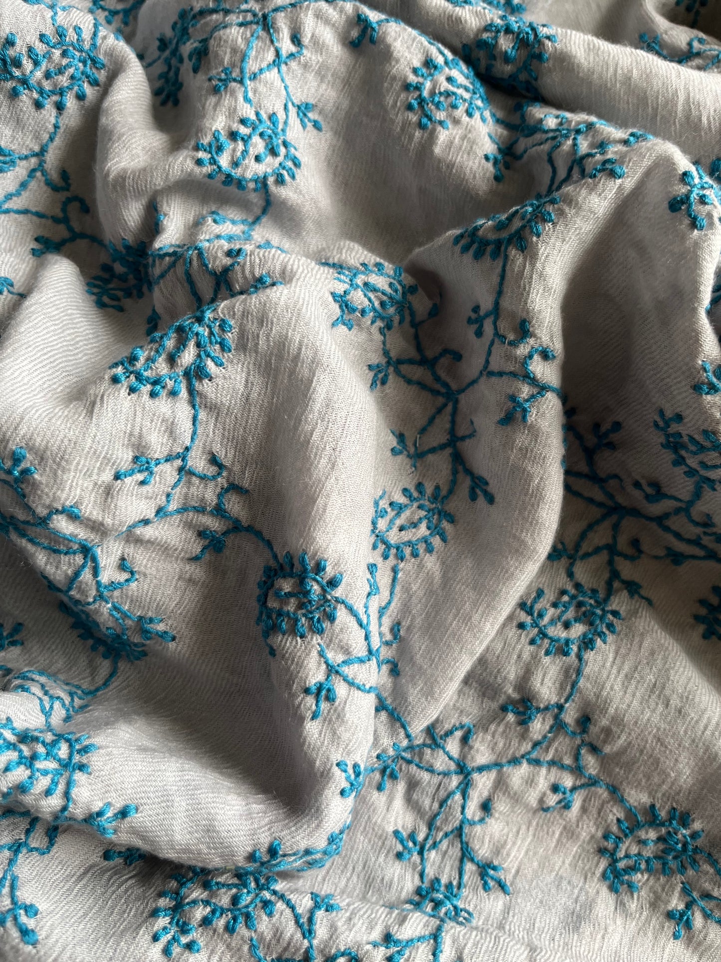 Pure wool chikankari shawl
