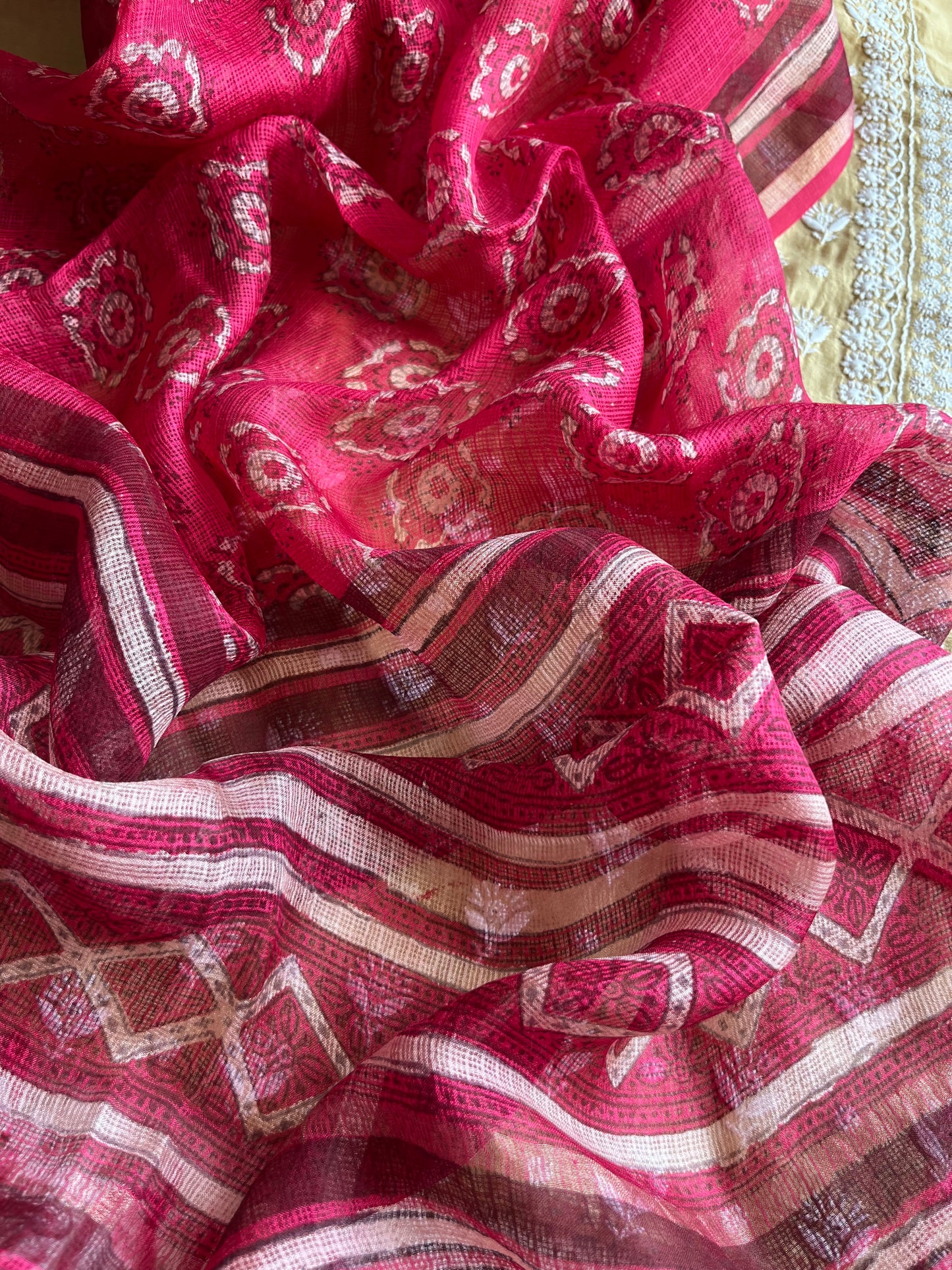 Chanderi Chikankari kurta with kota silk dupatta