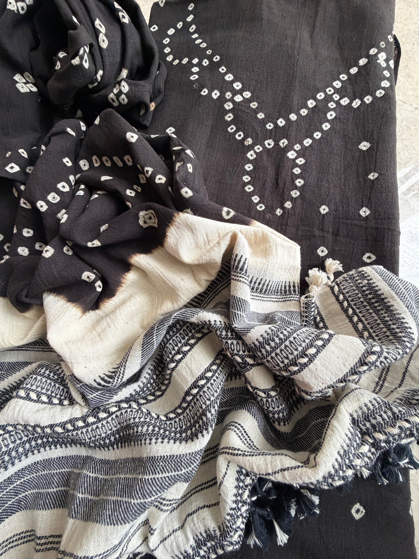 Kala Cotton bandhani Kurta bottom and dupatta