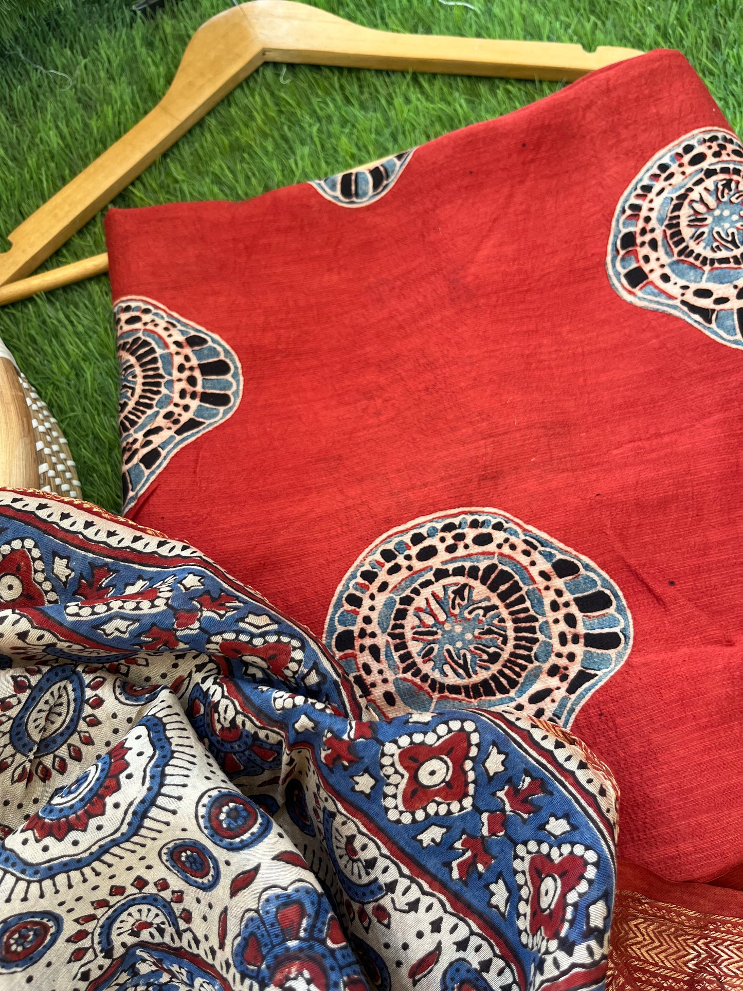 Cotton slub ajrakh kurta chanderi ajrakh dupatta